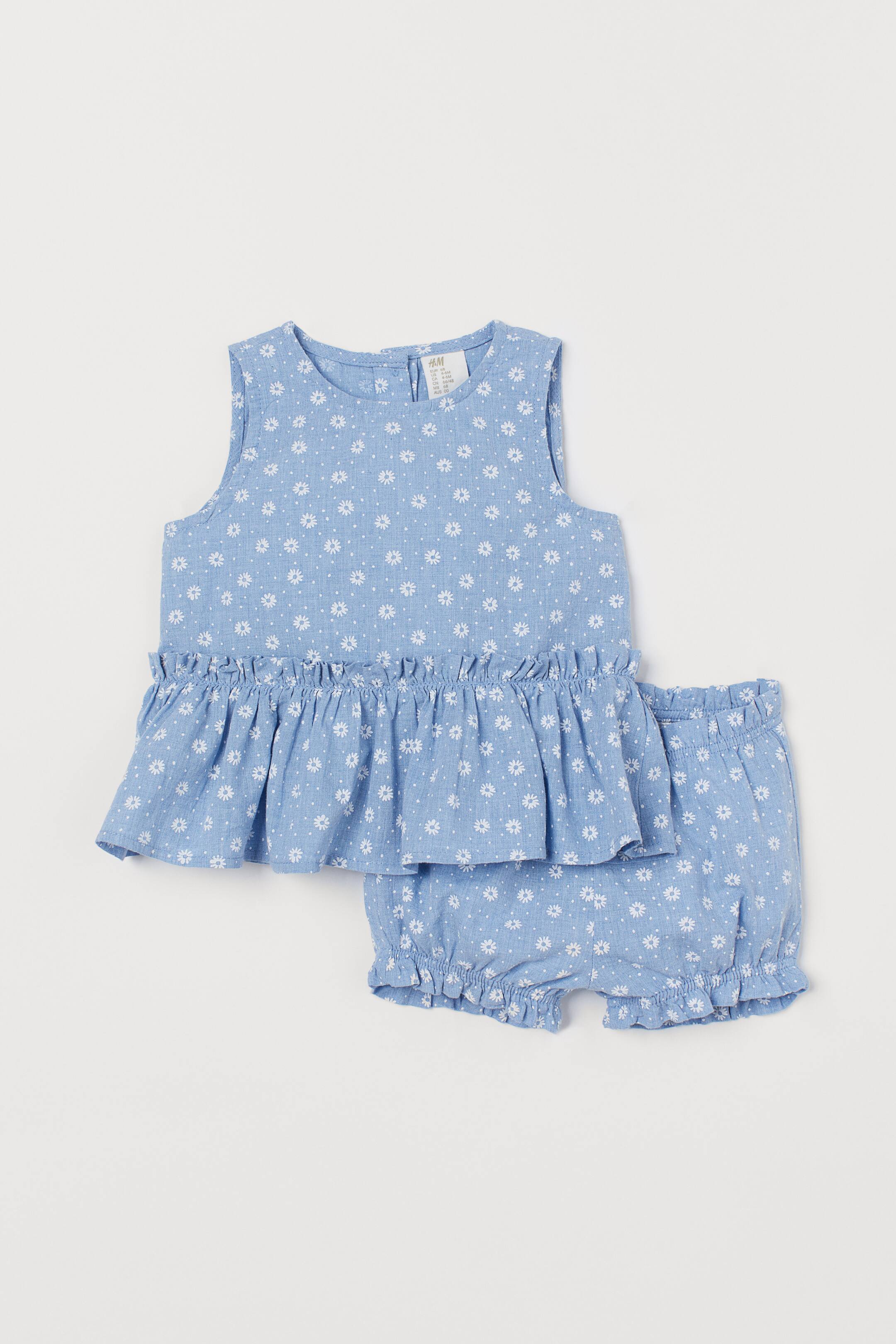 View larger image: Peplum top and puff pants - Light blue/Floral - Kids | H&M 1