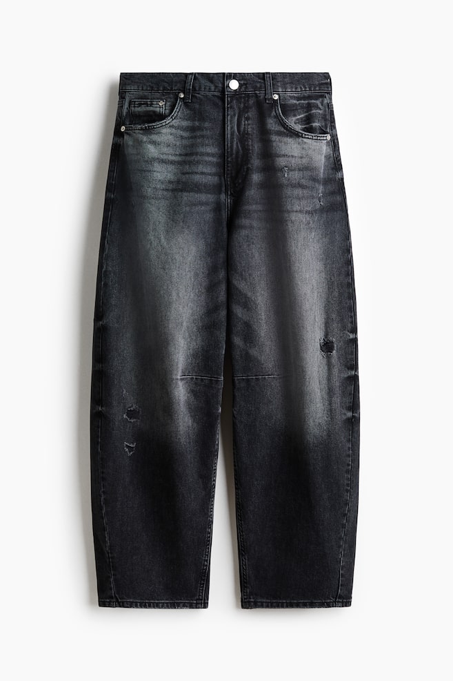 Baggy Barrel-Leg Jeans - Washed black/Dark denim blue - 1