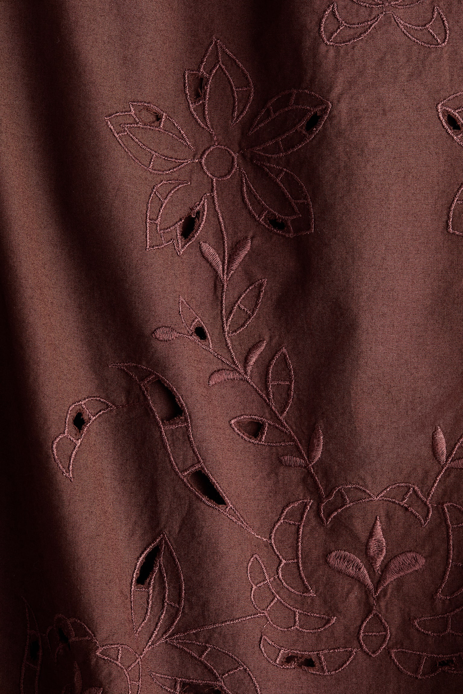Broderie anglaise tie-strap top-Brown - 5