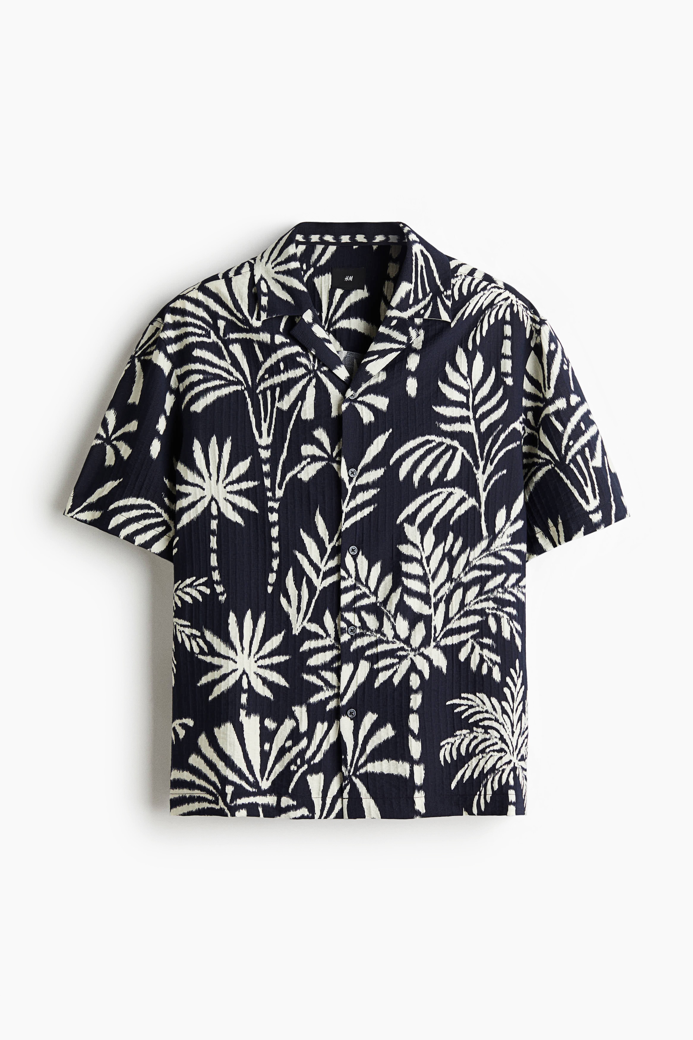 Regular Fit Textured resort shirt - Navy blue/Floral/White/Red floral/White/Green floral