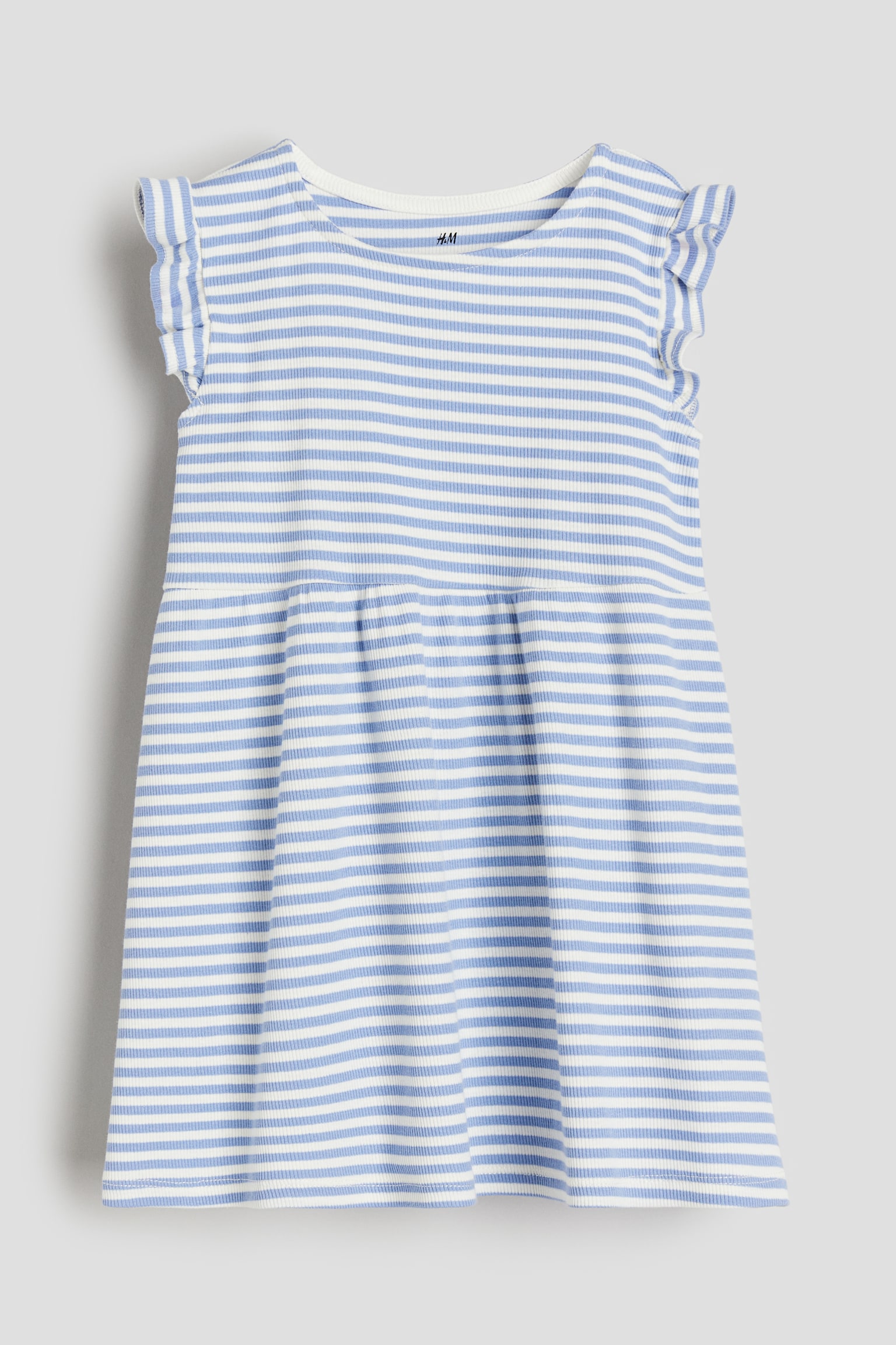 Ribbed jersey dress - Light blue/Striped/Dusty pink/Light purple/Light green/White/Pink striped/Black/White striped - 1