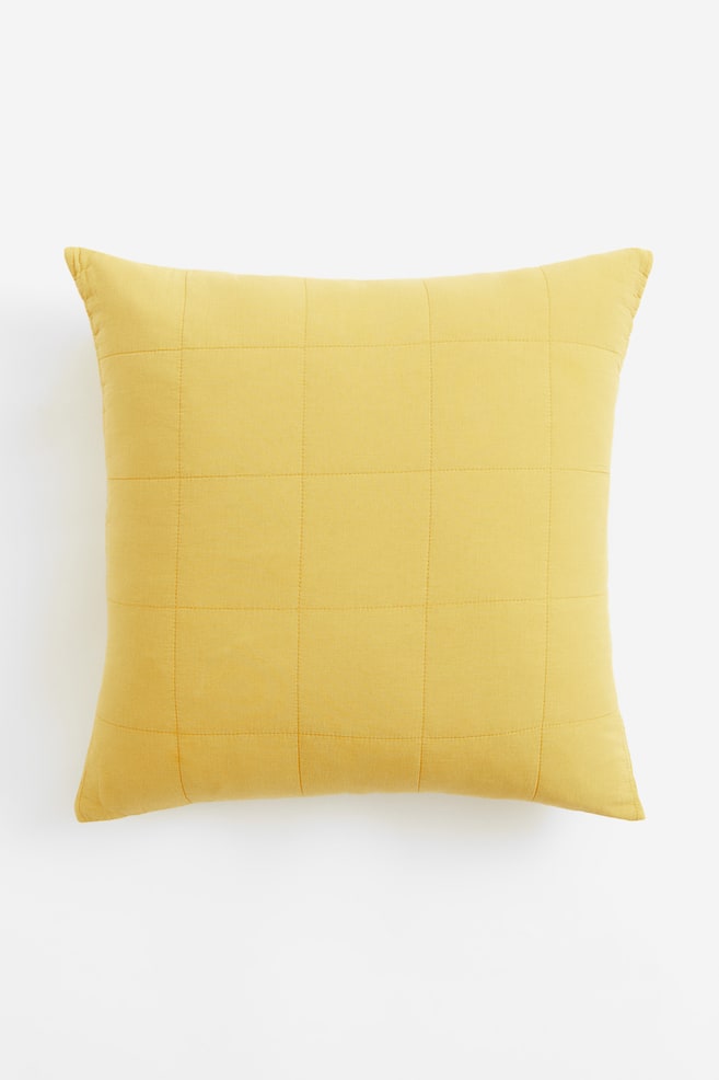 Quilted satin cushion cover - Yellow/Light beige/Light orange/Green - 1