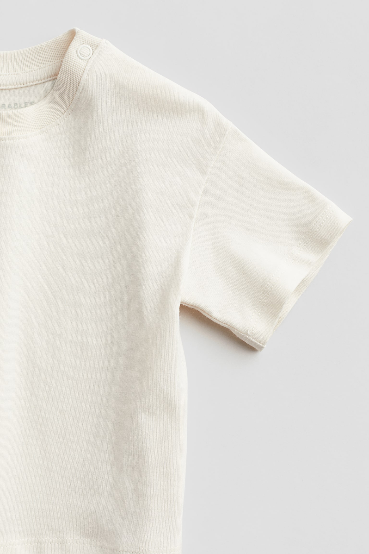 Oversized cotton T-shirt - Cream - 3