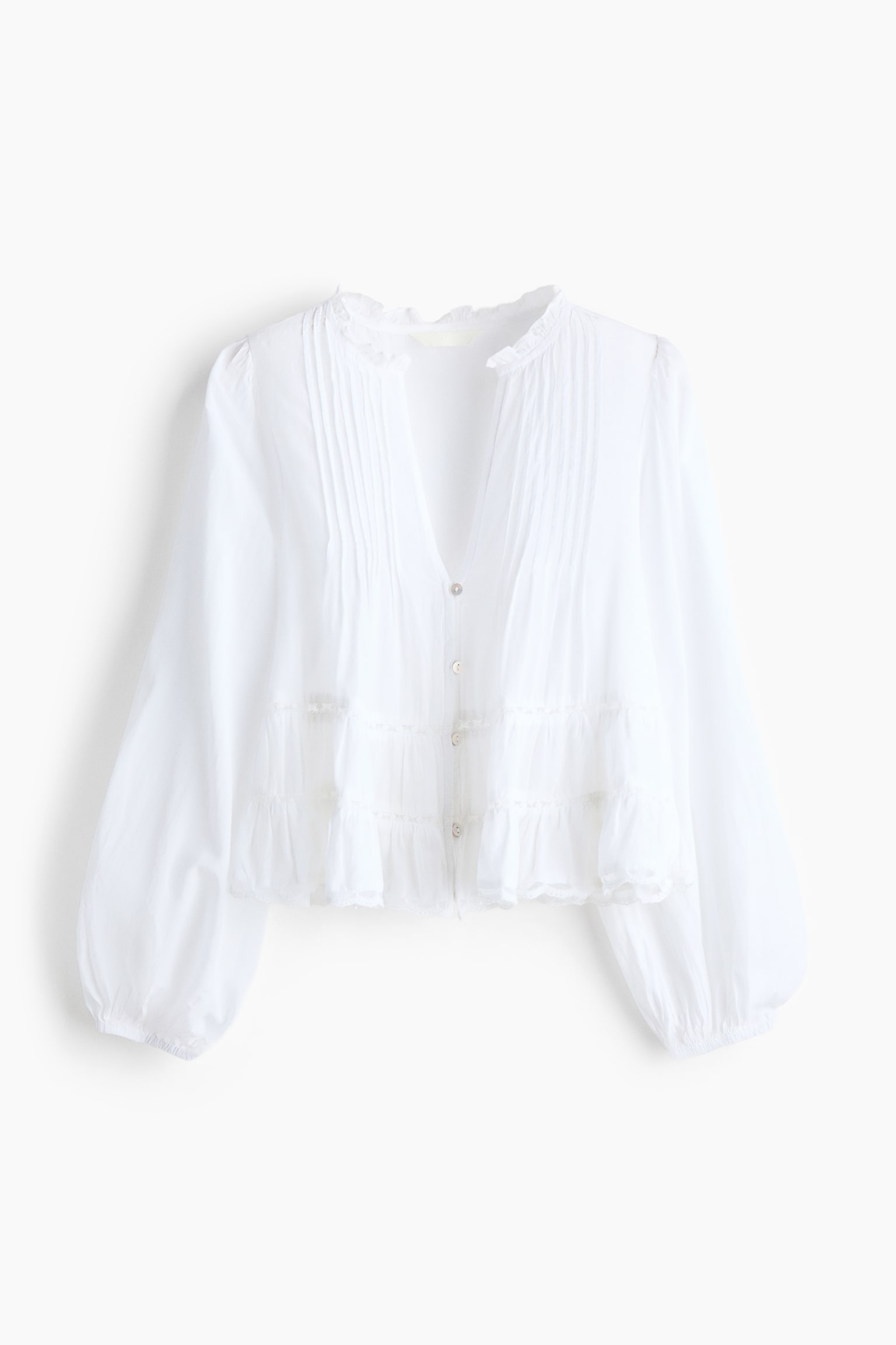 Женская блузка H&M Blouse with Pintucks, цвет: Белый — фото 1