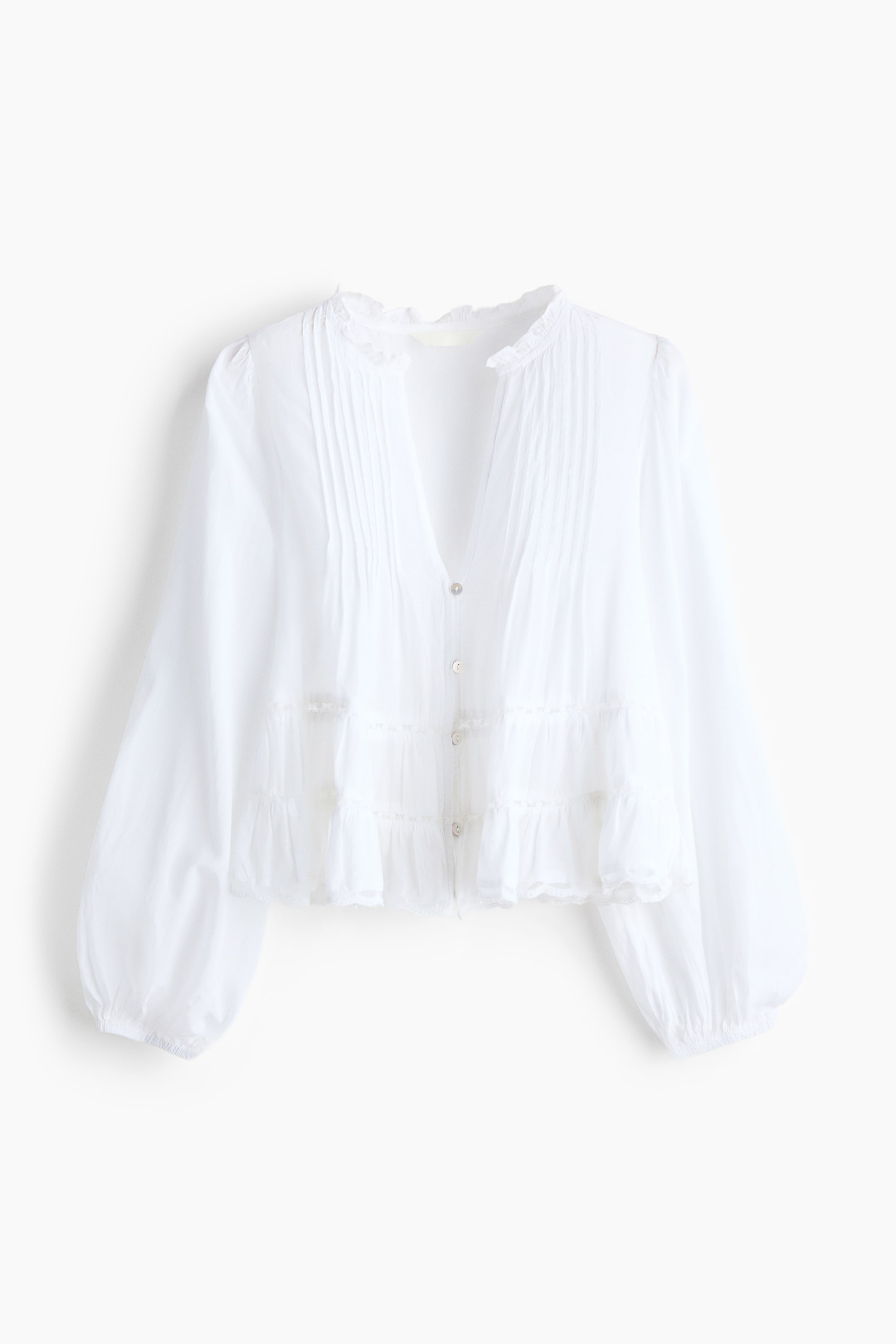 View larger image: Pintucked blouse - White - Ladies | H&M 4