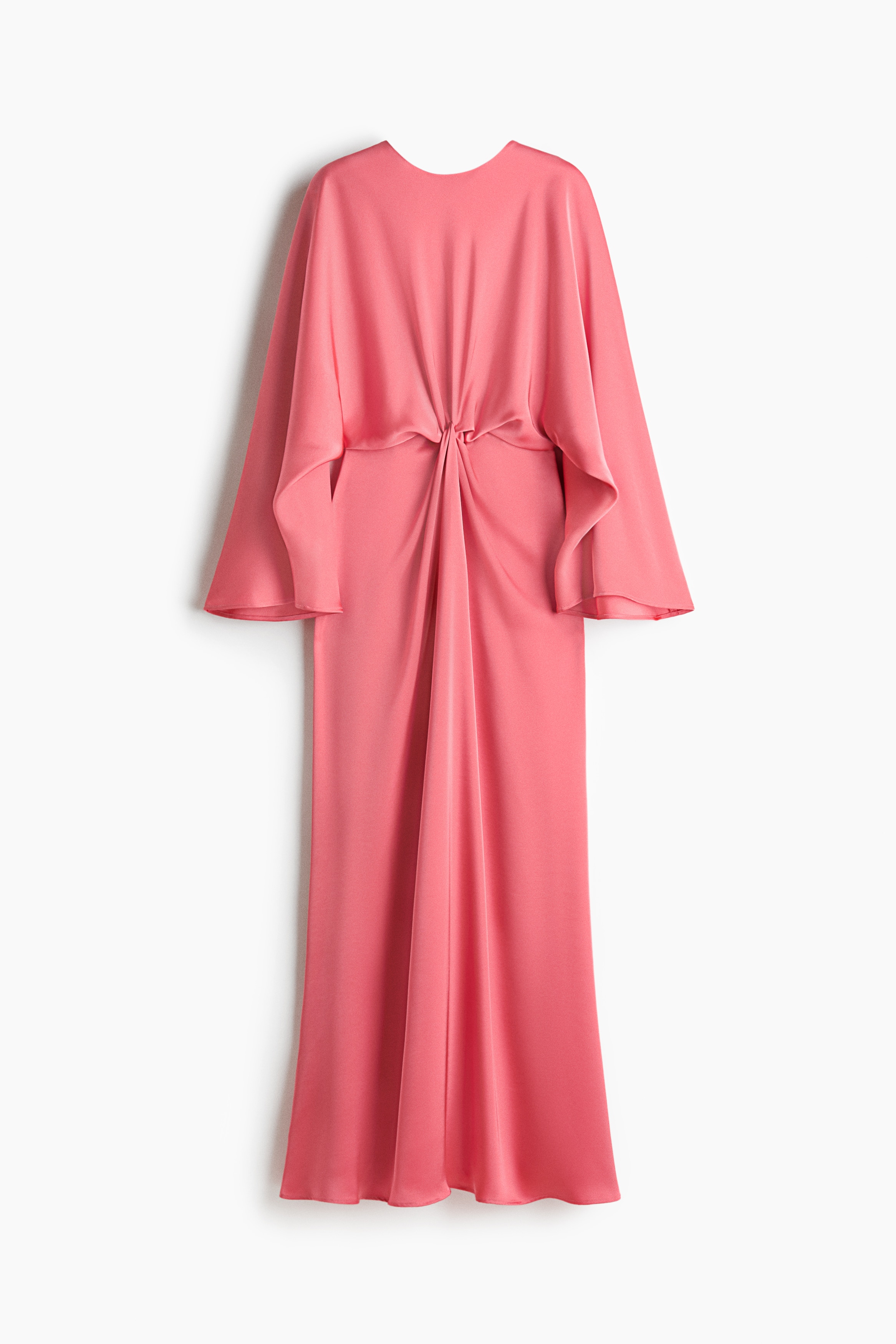 Satinklänning med vriden detalj - Rosa/Mörkbeige