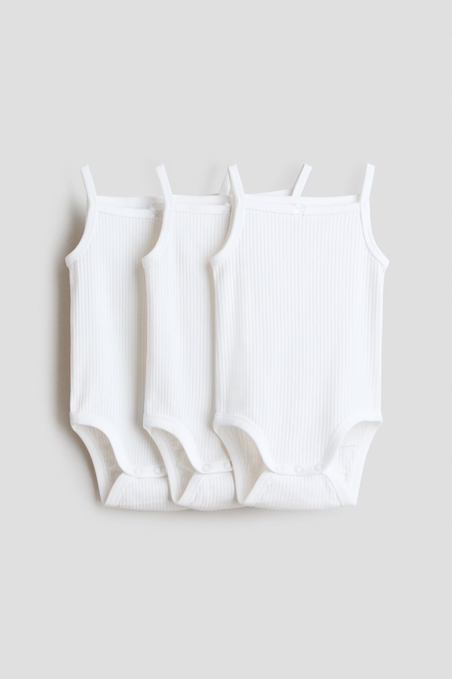 3-pack Sleeveless Bodysuits - White/Beige/white/Light dusty pink/beige/Turquoise/light pink/Light blue/light beige - 1