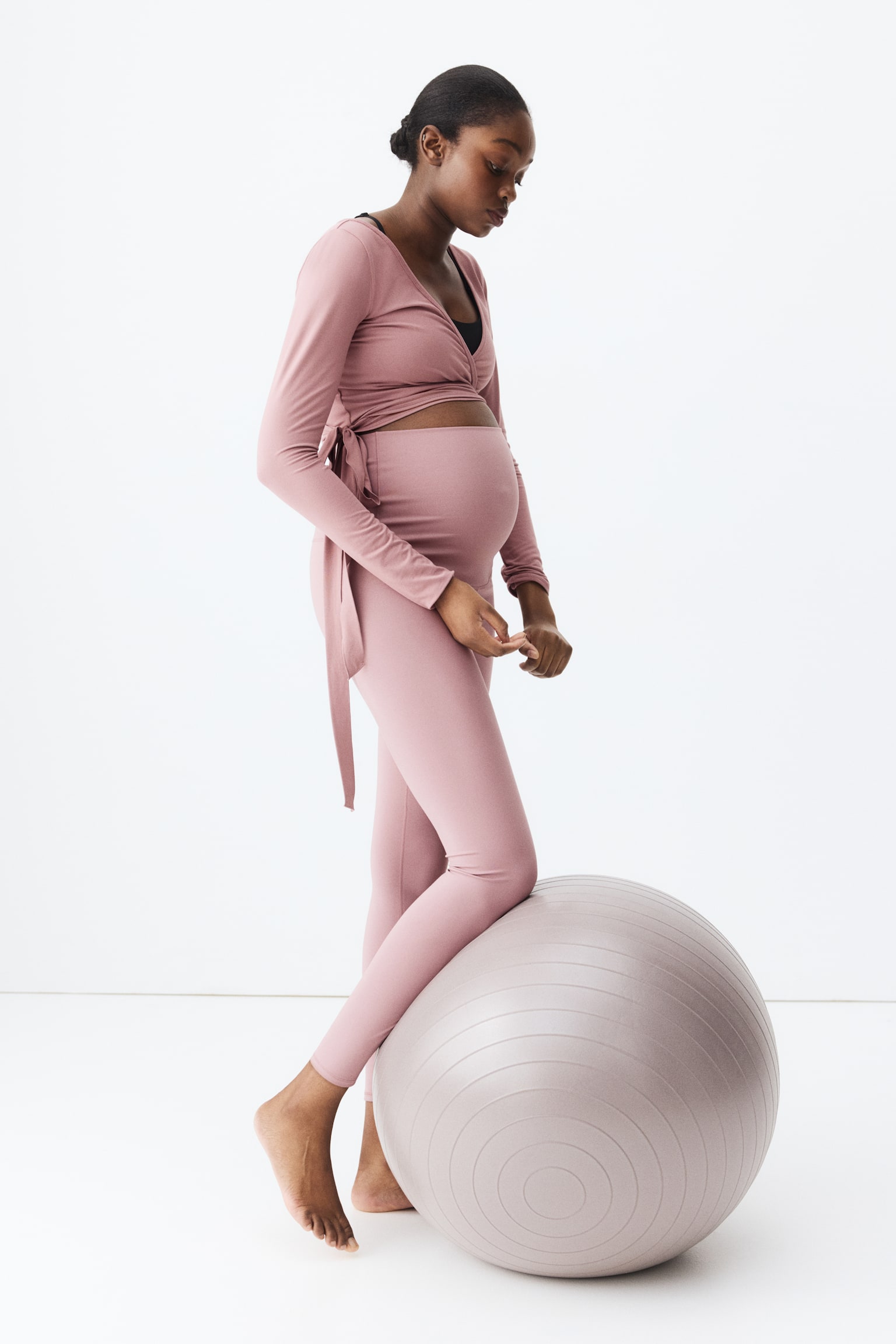 MAMA Krátký zavinovací top - Starorůžová - 4