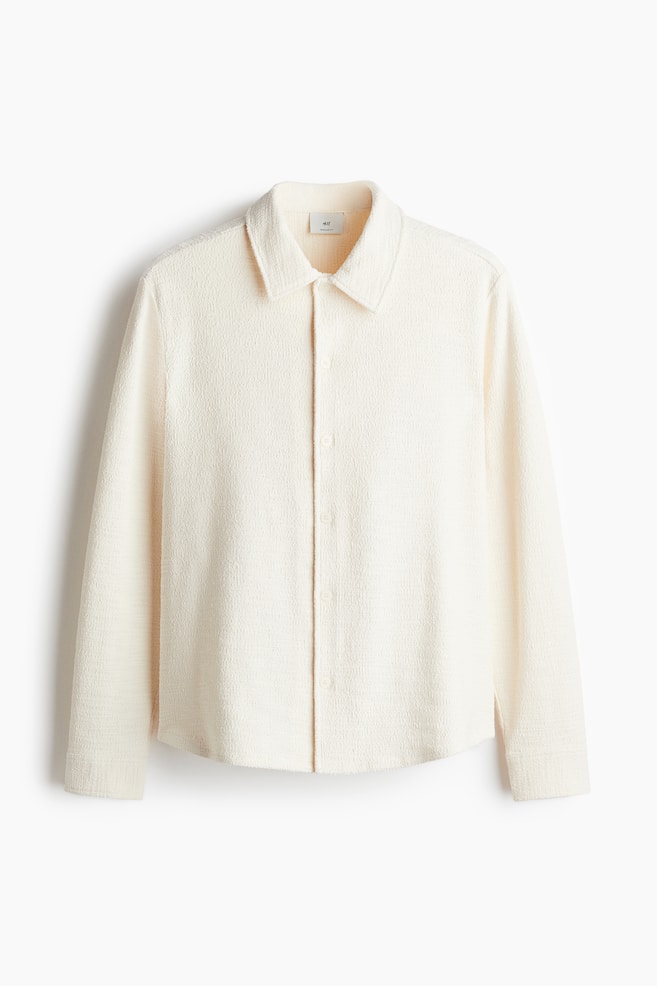Regular Fit Textured Shirt - Cream/Navy blue - 1