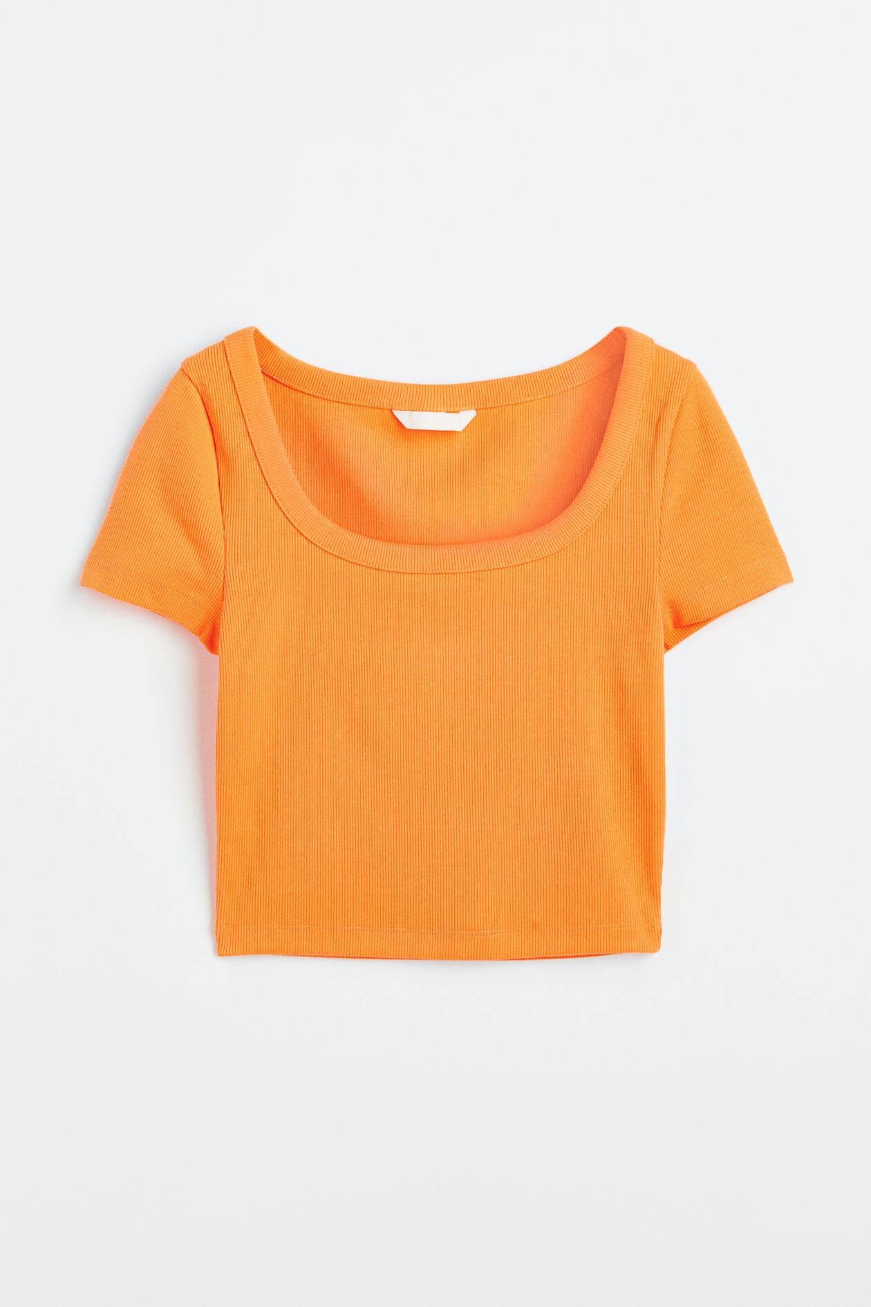 Ribbed cropped top Orange Ladies H&M IN