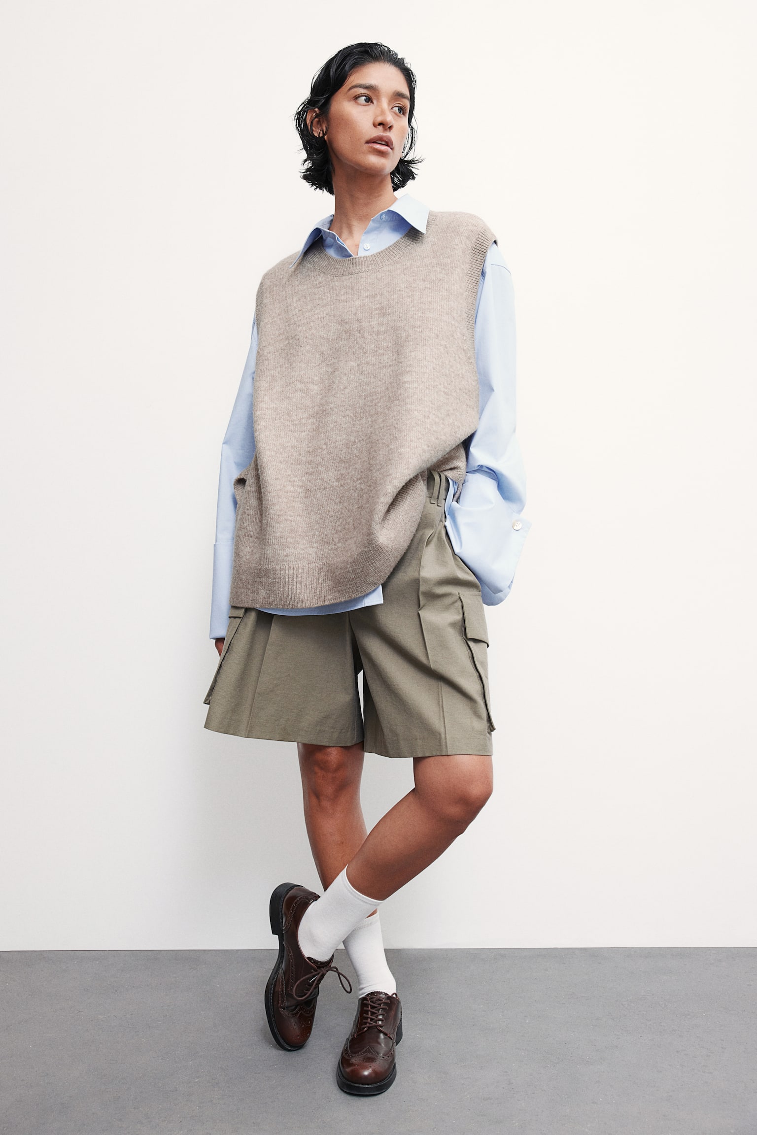 Sweater vest - Greige marl/Cream/Dark grey marl - 1