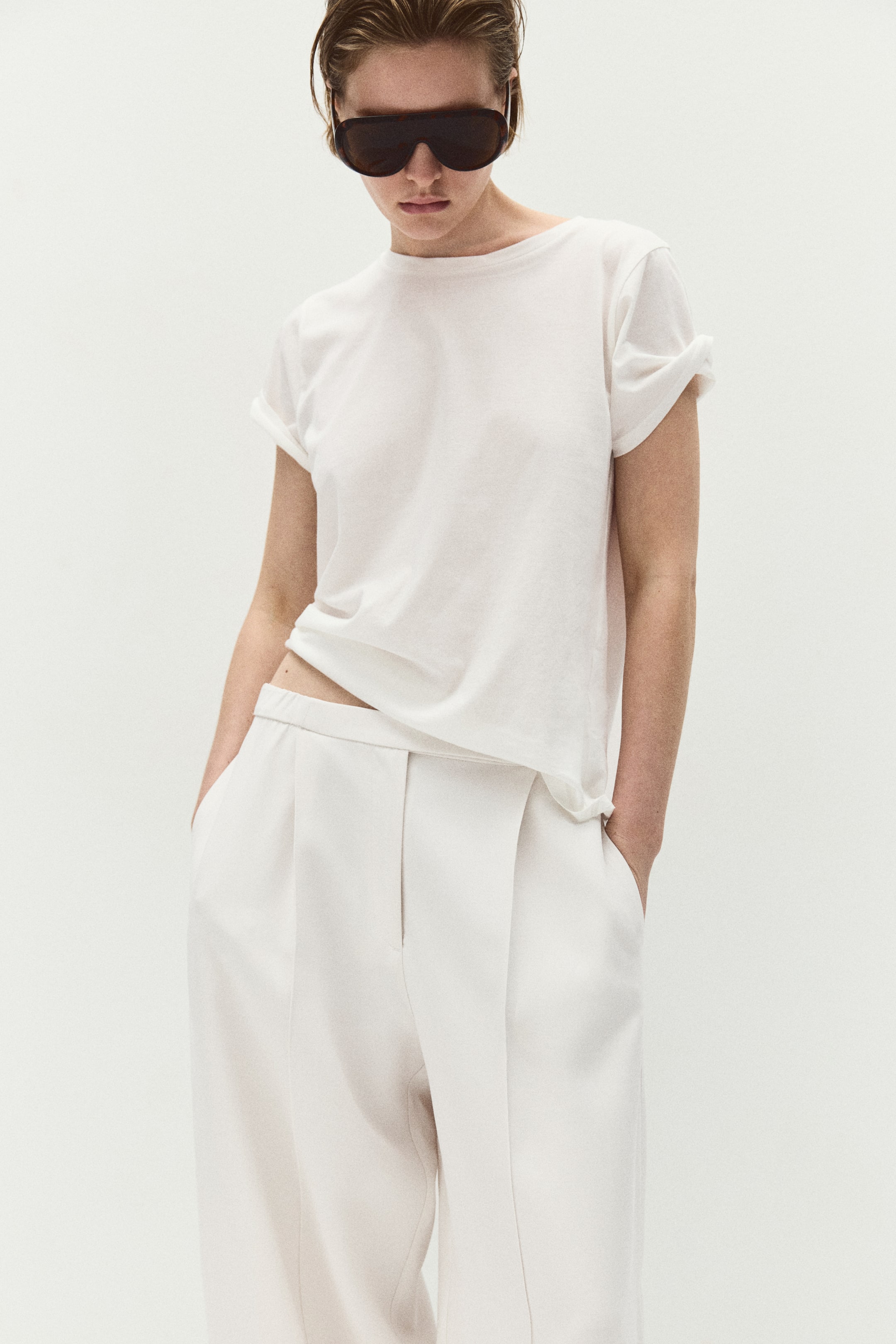 Creased Barrel-Leg Pants