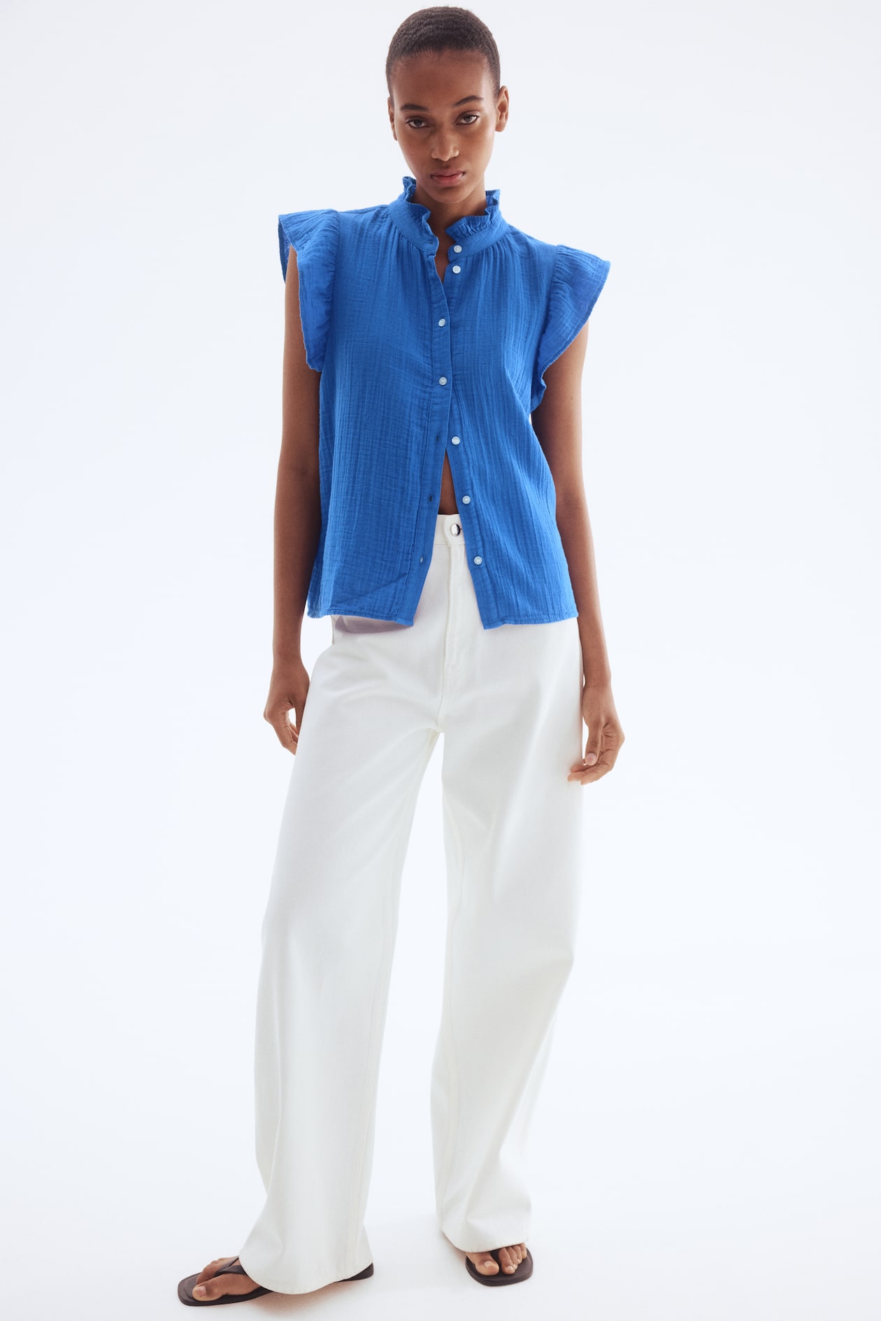 Flutter-Sleeved Muslin Blouse - image 4