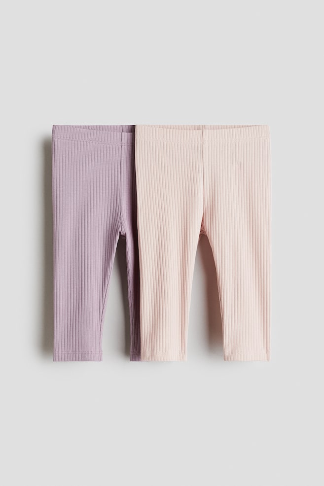 2-pack leggings - Ljuslila/Ljusrosa/Ljusblå/Hjärtan/Gråbeige/Crèmevit/Ljusgrön/Mörkgrå/Rosa/Ljusrosa/Ljusrosa/Vit - 1