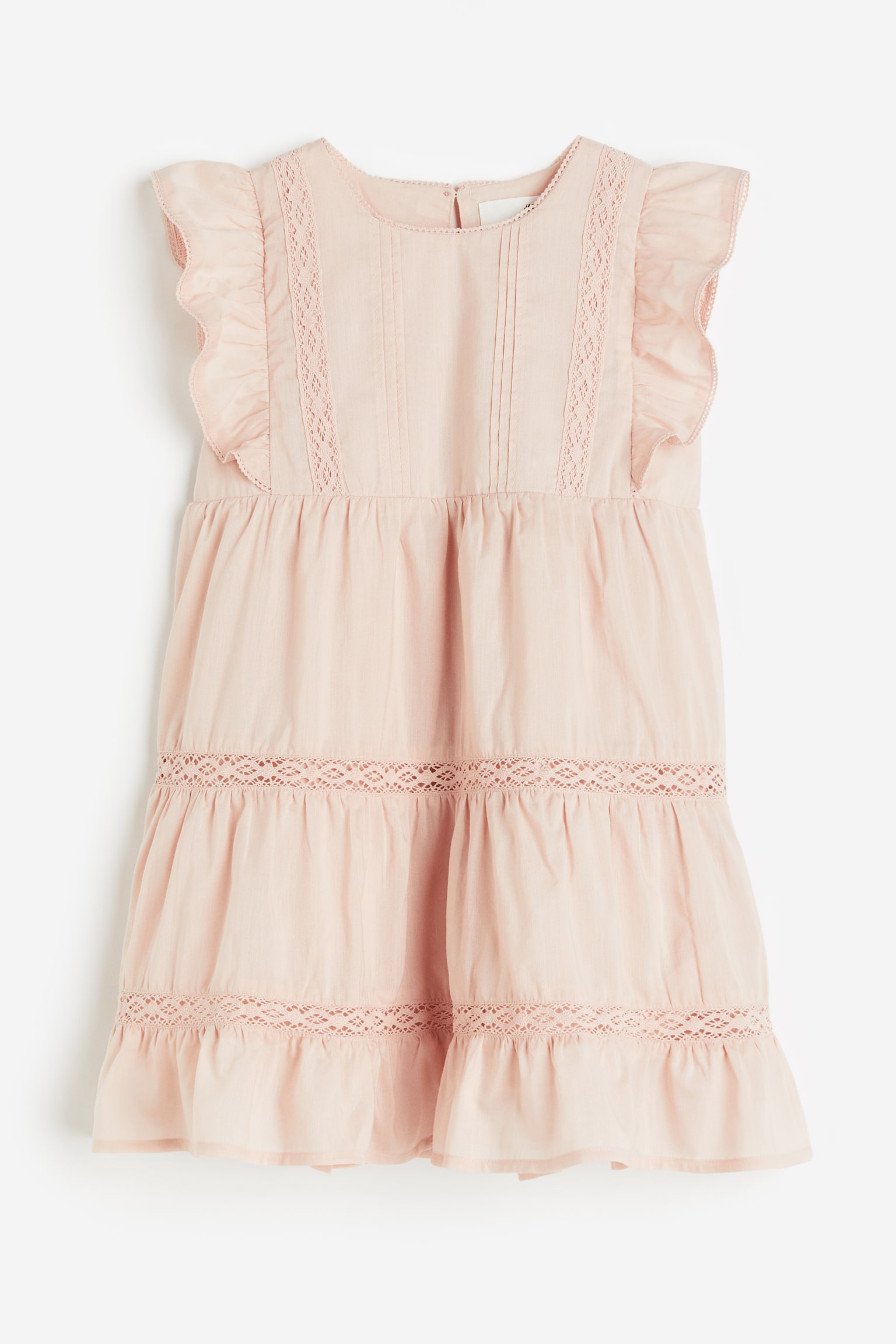 Flounce Lace Detail Dress - Powder pink/White/Light blue/White - 1