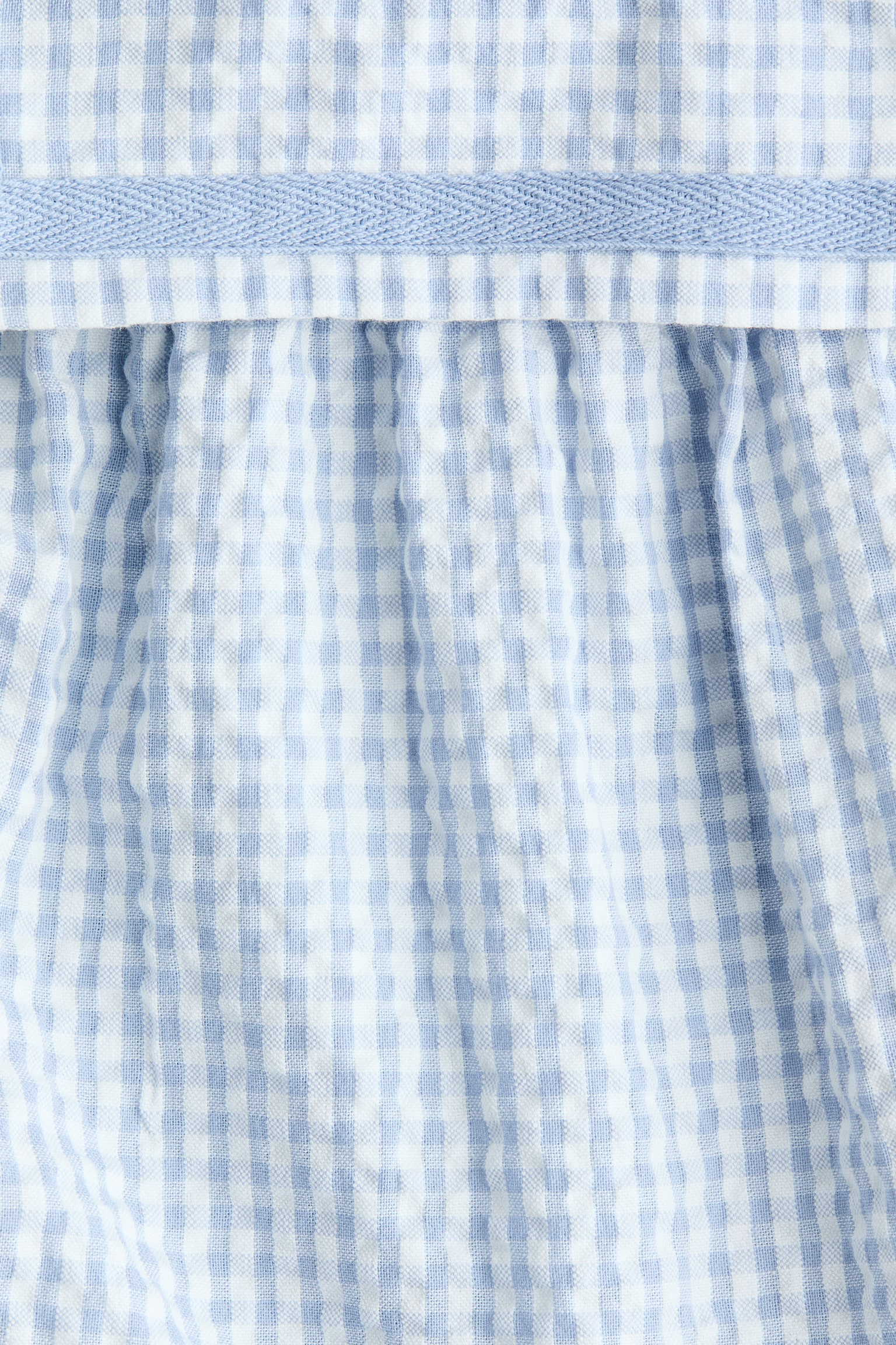 Cotton seersucker romper suit - Light blue/Checked - 2