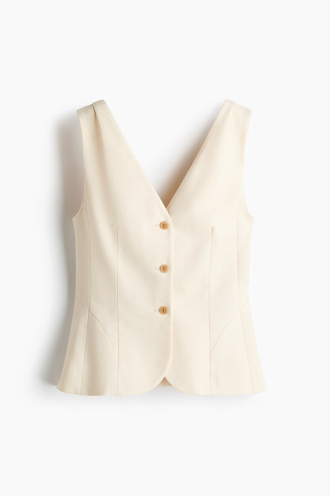 V-Neck Vest - Cream - 1