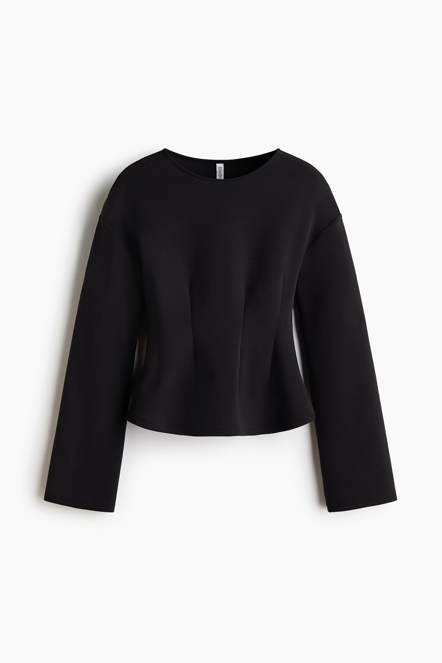 Женский топ H&M Fitted-Waist Interlock Top, цвет: Чёрный — фото 1