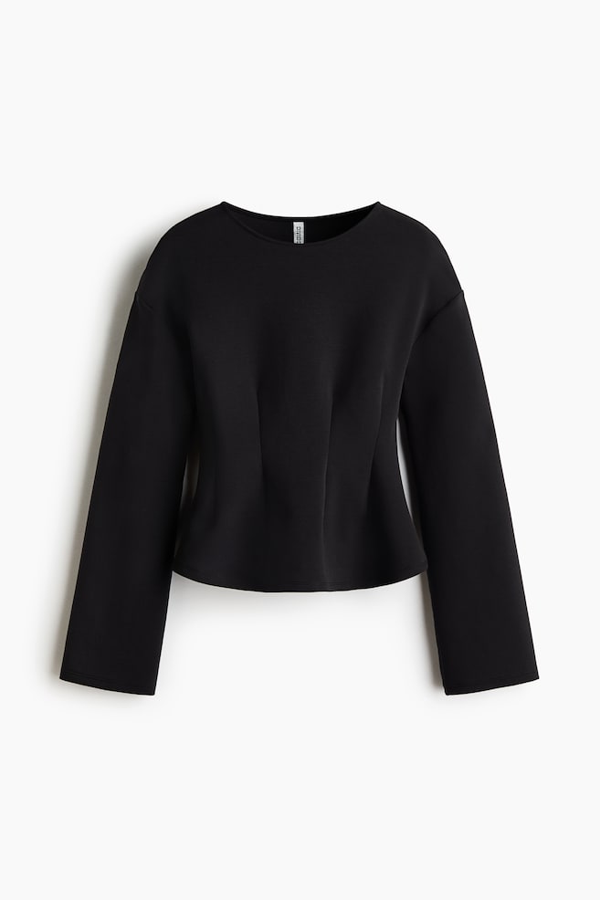 Fitted-Waist Interlock Top - Black/Dark khaki green/Light beige - 1