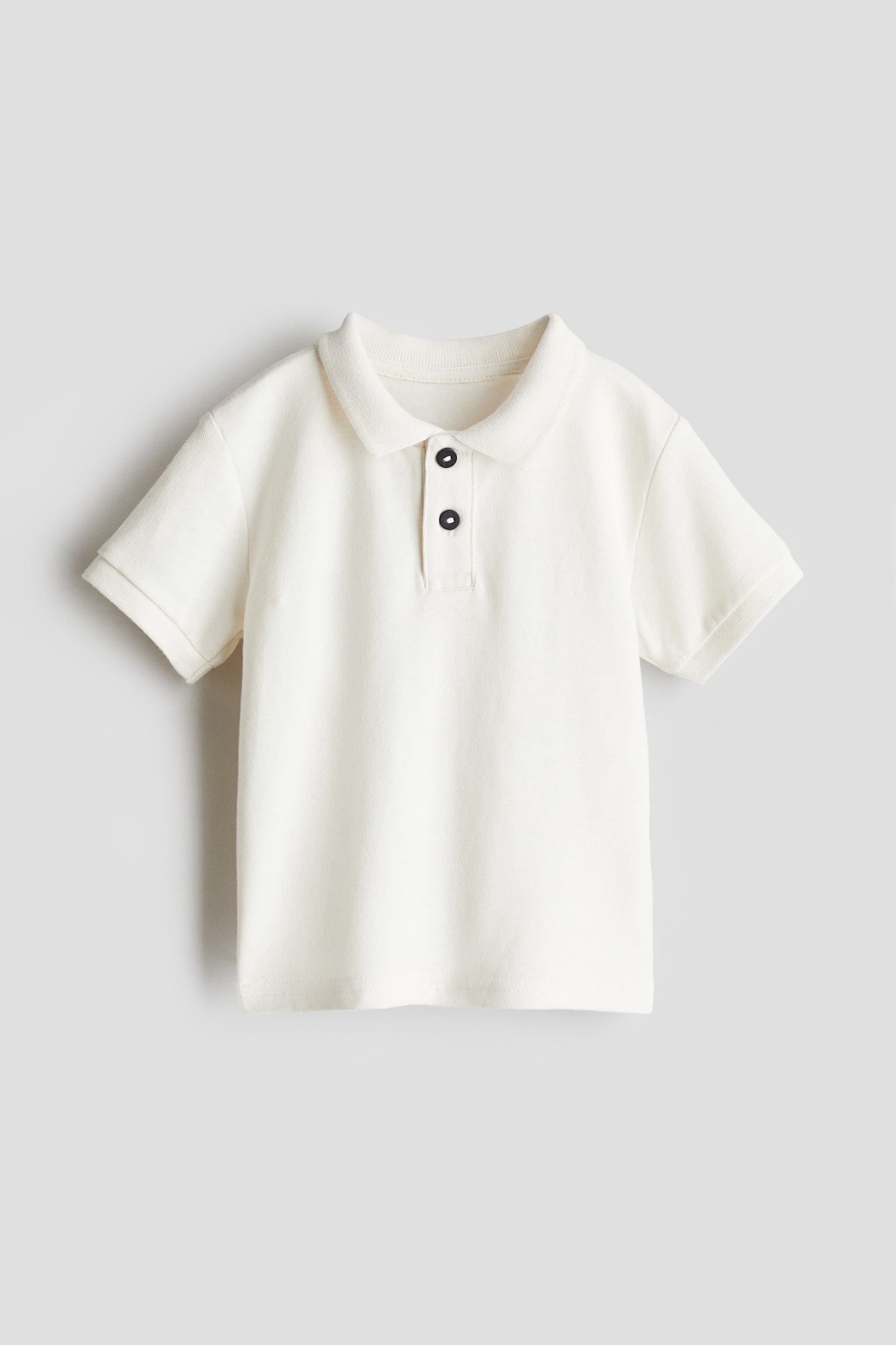 Cotton piqué polo shirt - White/Navy blue - 1