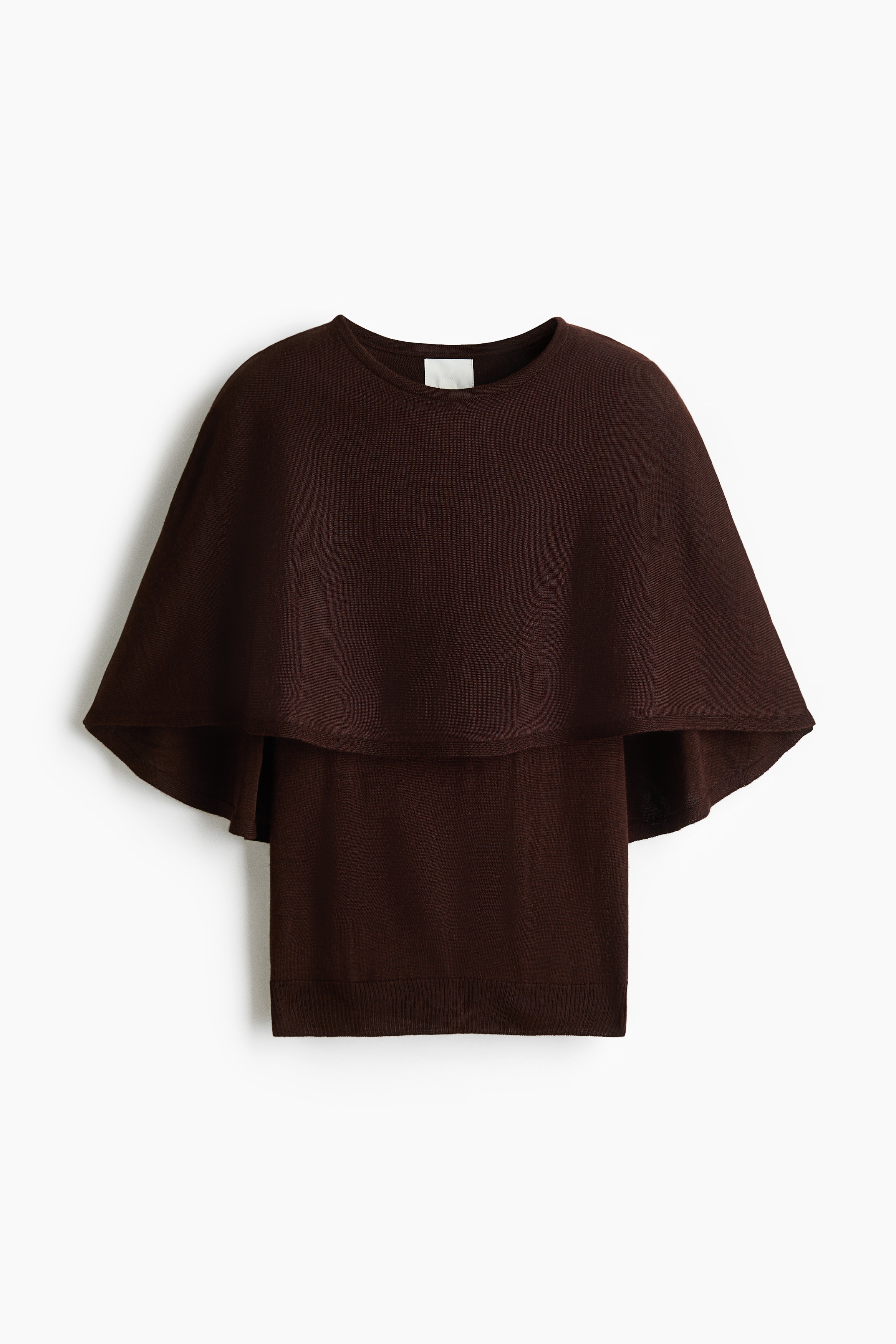 Feinstricktop mit Cape - Dunkelbraun