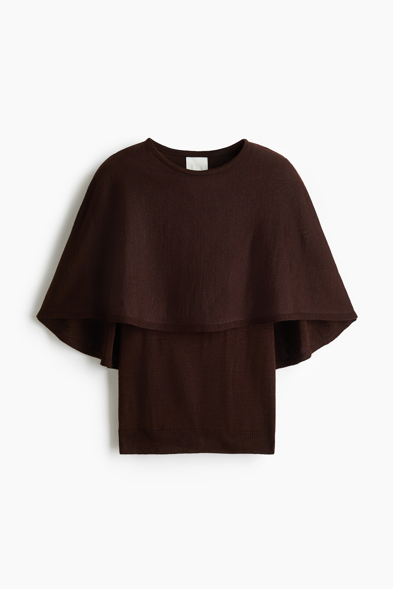 Fine-knit cape top - Dark brown - 2