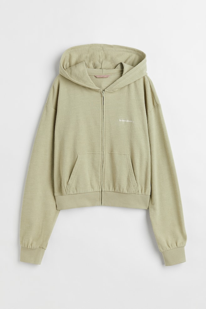 Jersey zip-through hoodie - Sage green - 1
