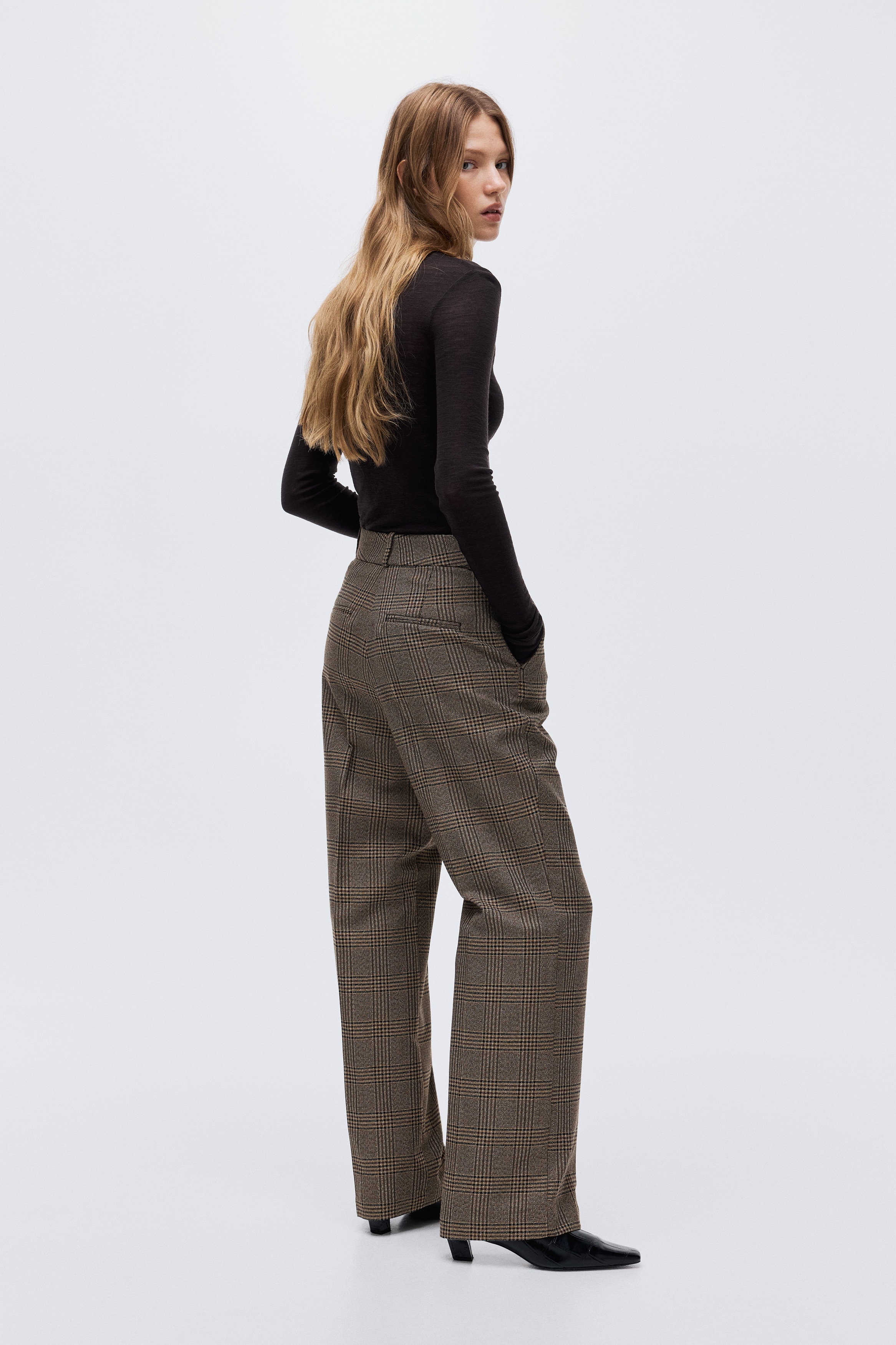 Women's Brown/Check Tailored Pants | H&M AU