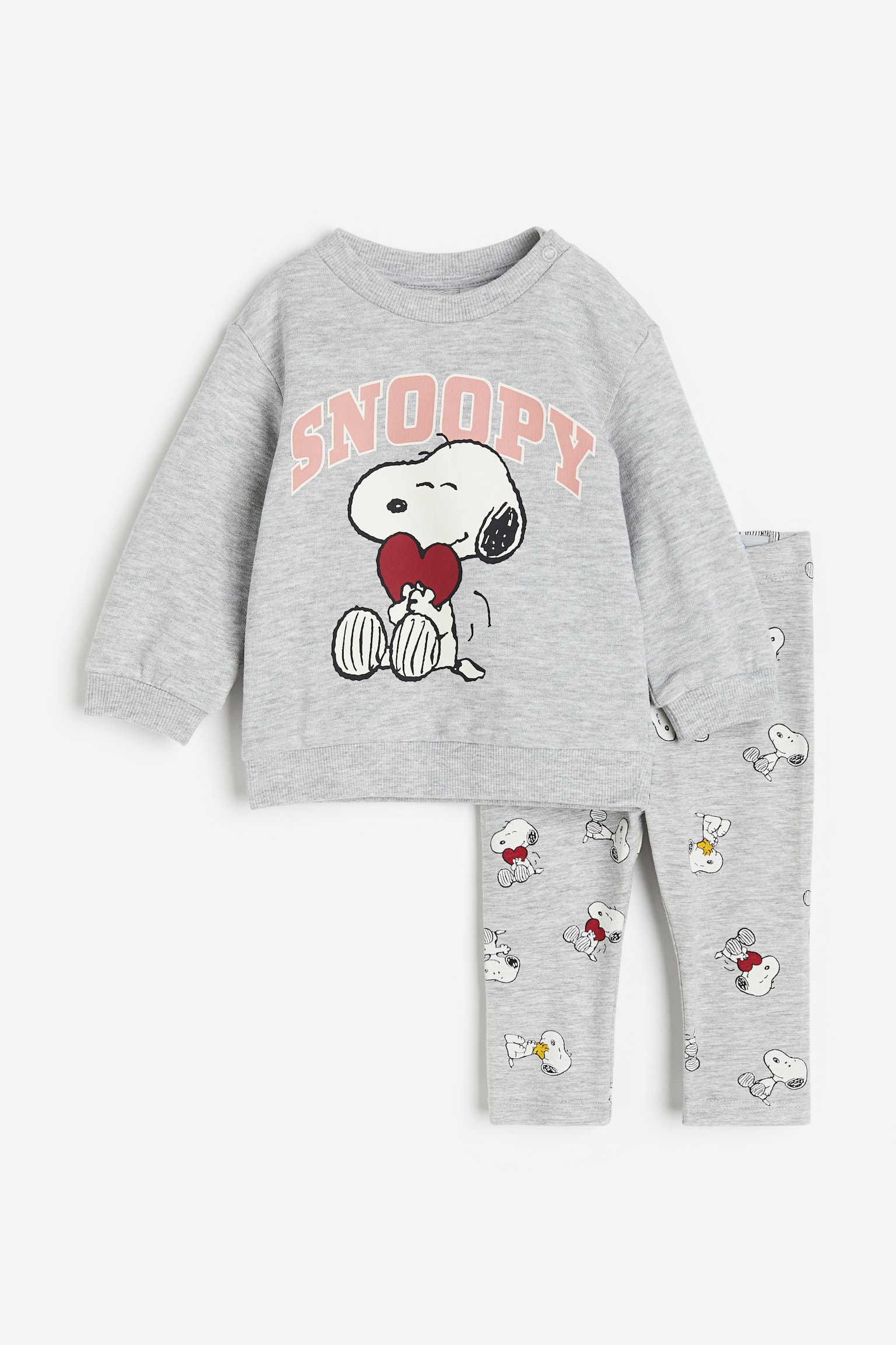 2-piece Print Cotton Set - Light grey marle/Snoopy/White/Hello Kitty/Cream/Keith Haring/Light pink/SmileyWorld®/Natural white/Minnie Mouse/Light beige/Minnie Mouse - 1