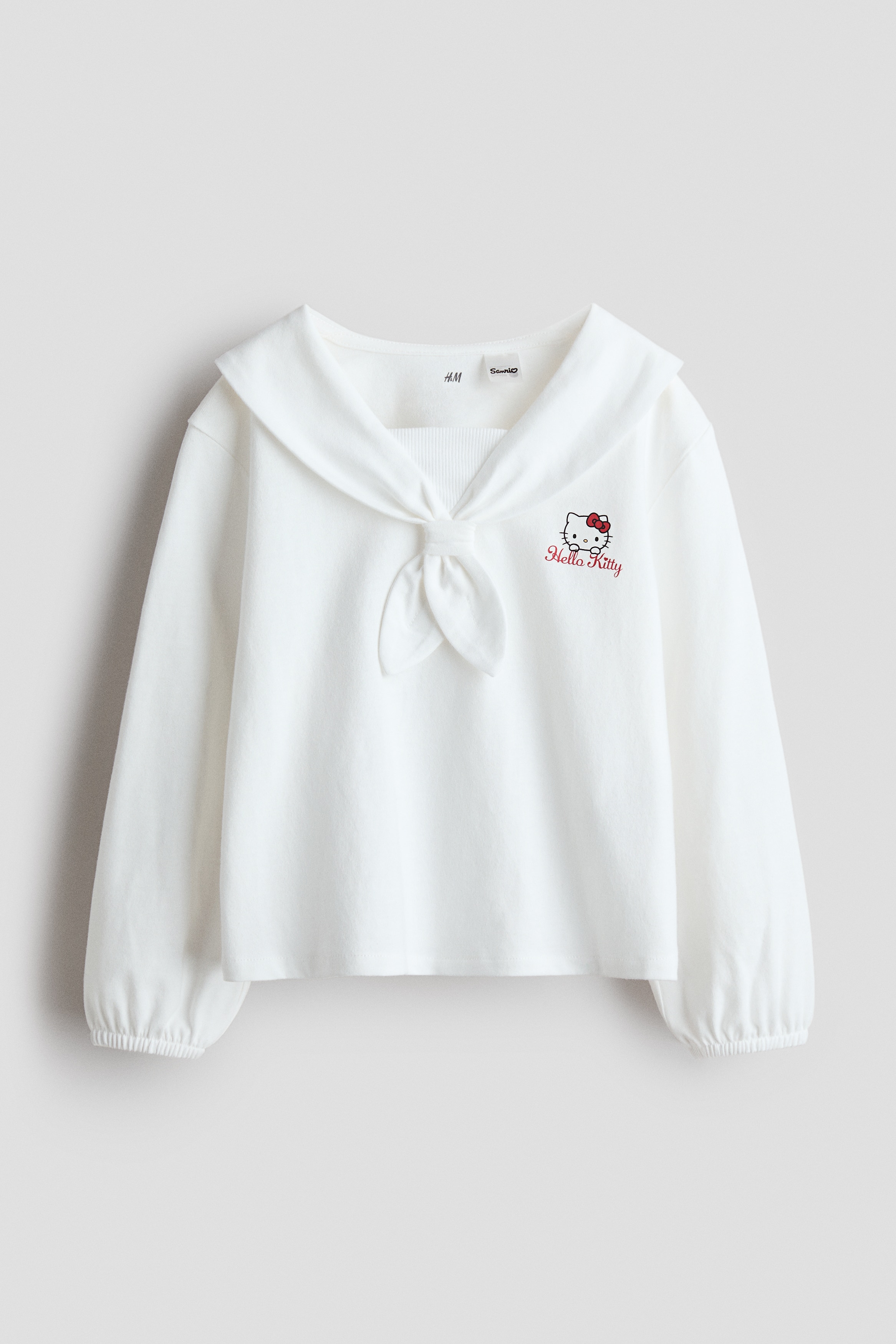 セーラーカラープリントトップス - ホワイト／ハローキティ/ネイビーブルー／シナモロール