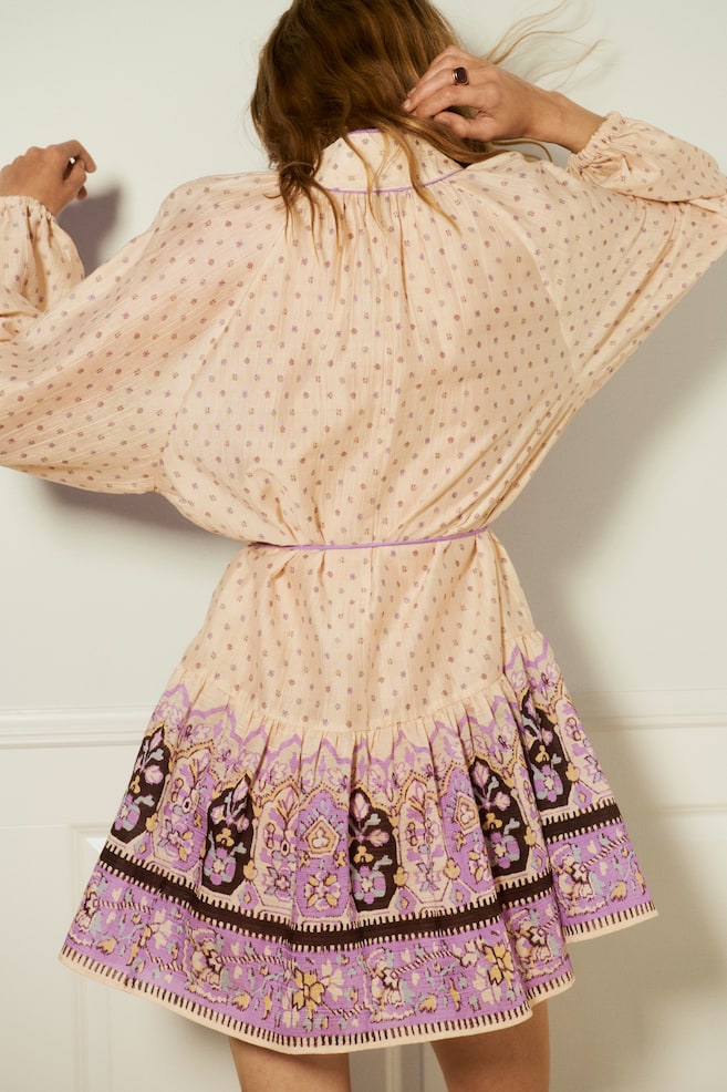 Short Tunic Dress-Light beige/patterned - 4
