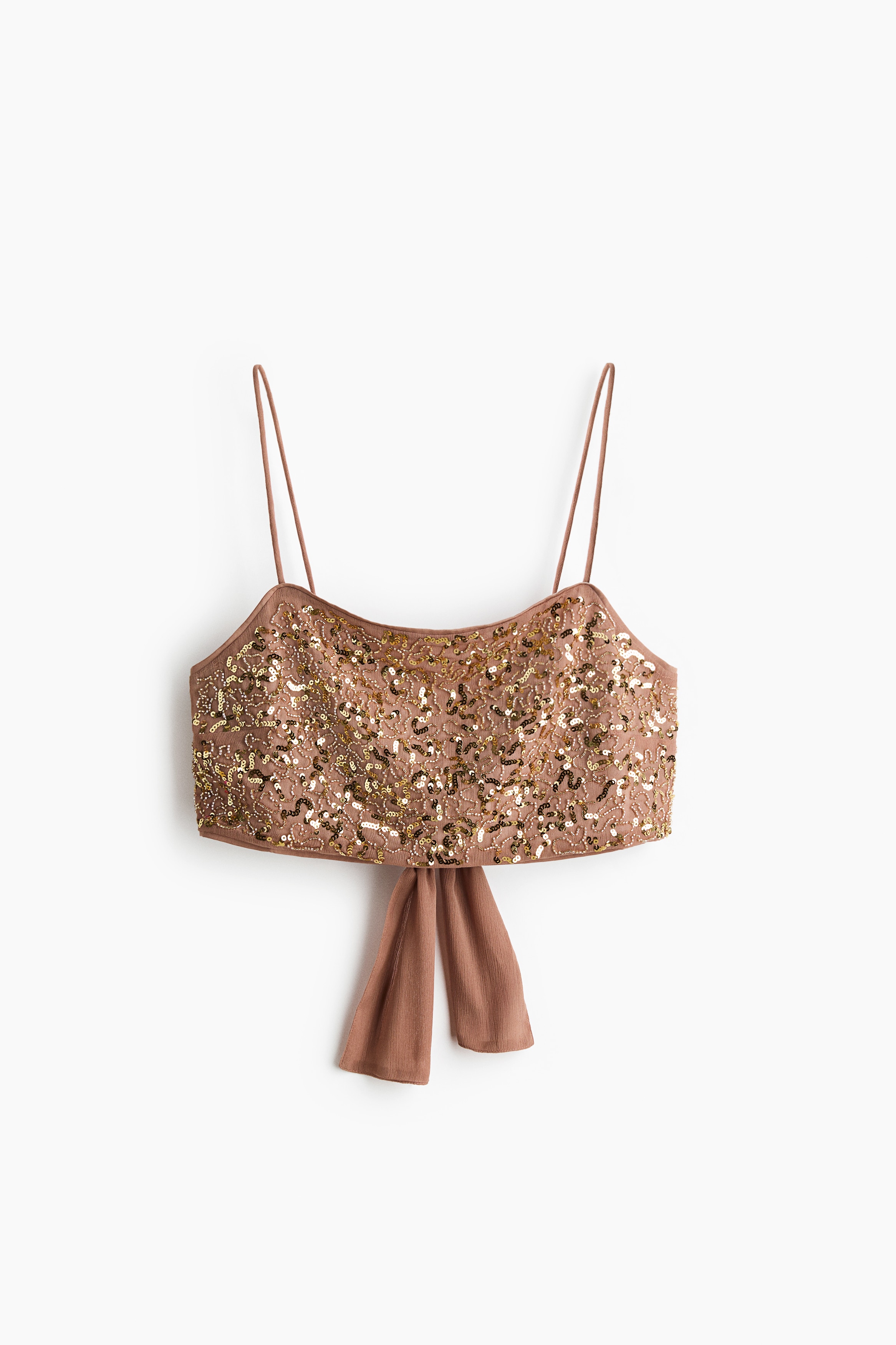 Embellished crop top - Dark beige