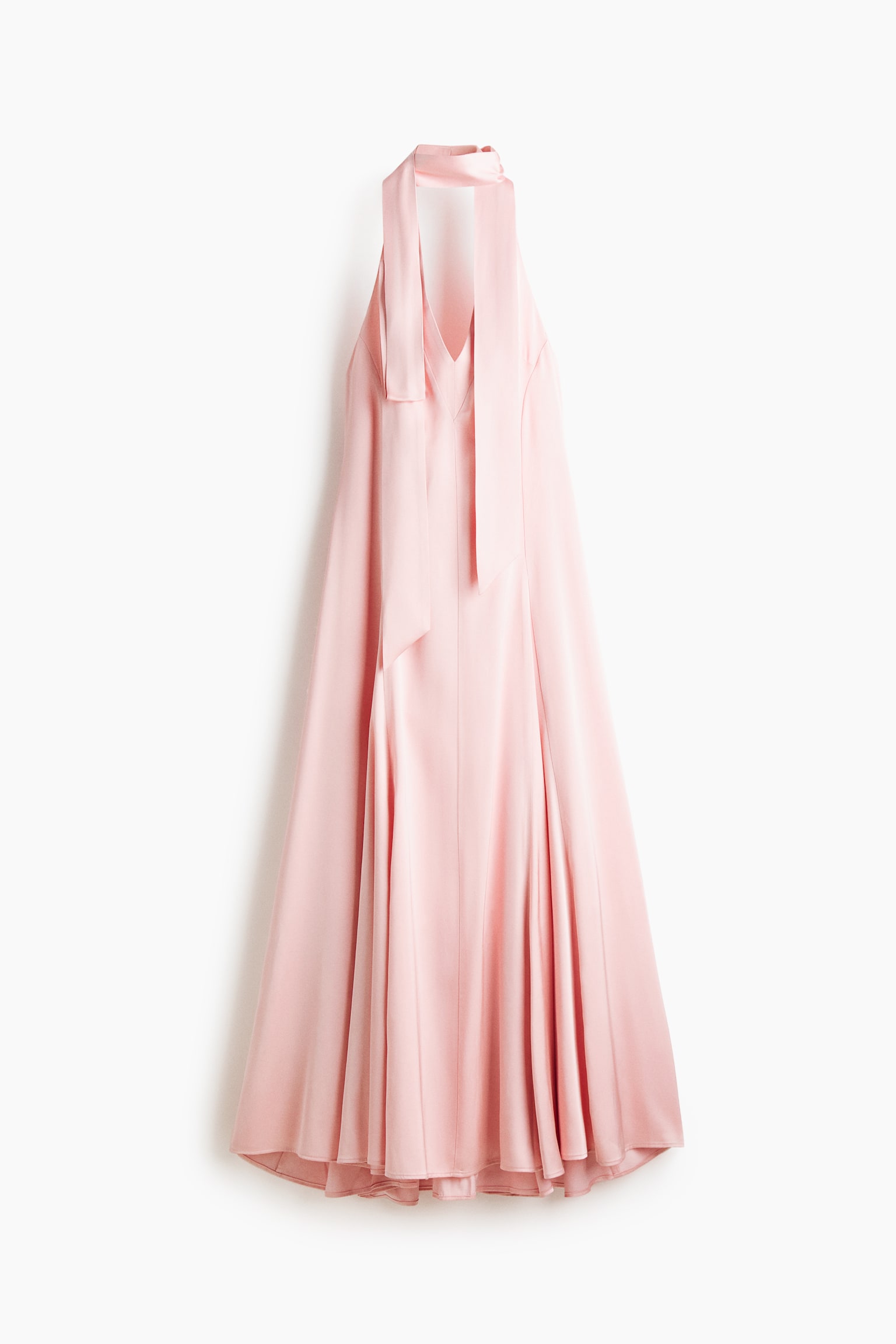 Flared-Skirt Satin Dress - Light pink - 9
