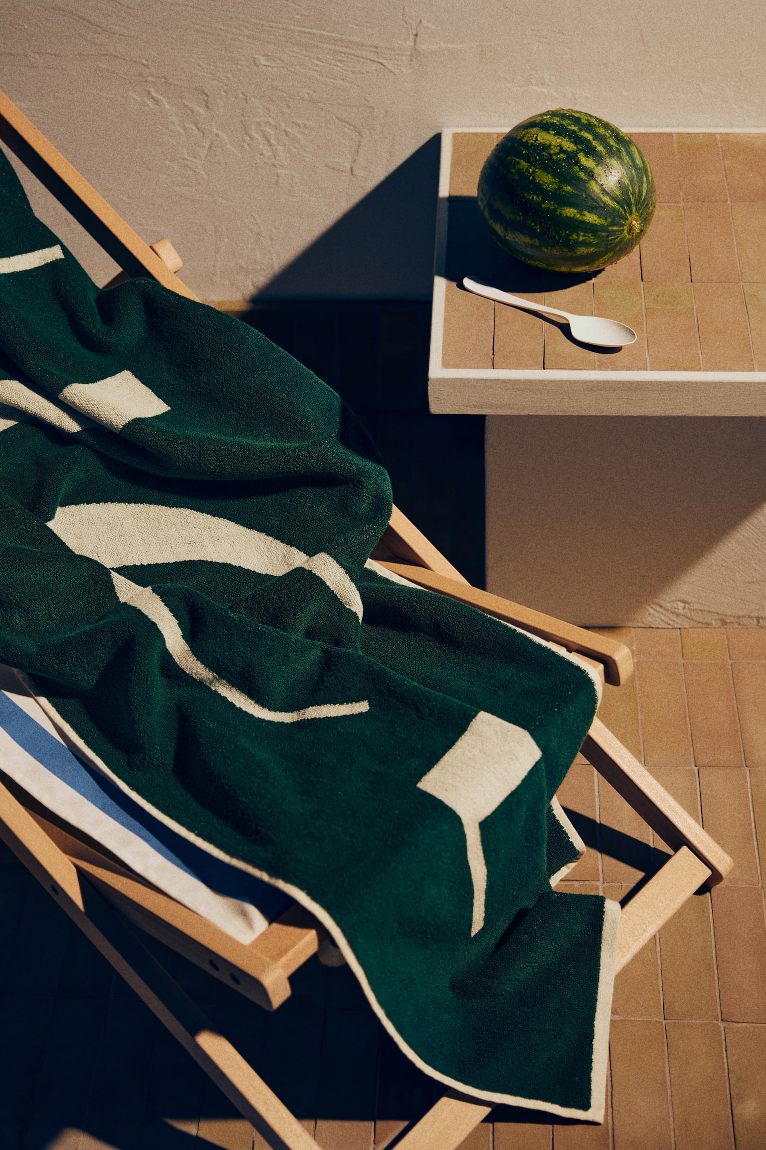 Text-motif cotton beach towel-Dark green/Nice - 2