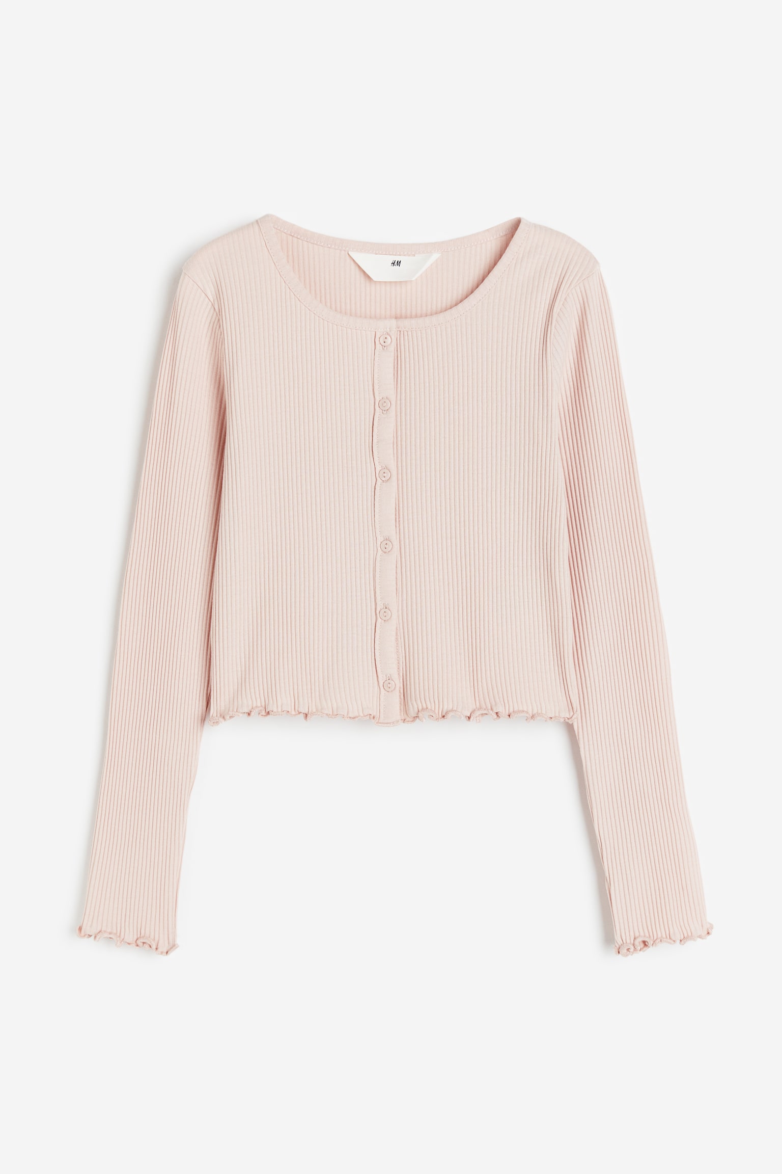 Ribbed jersey cardigan - Dusty pink - 1