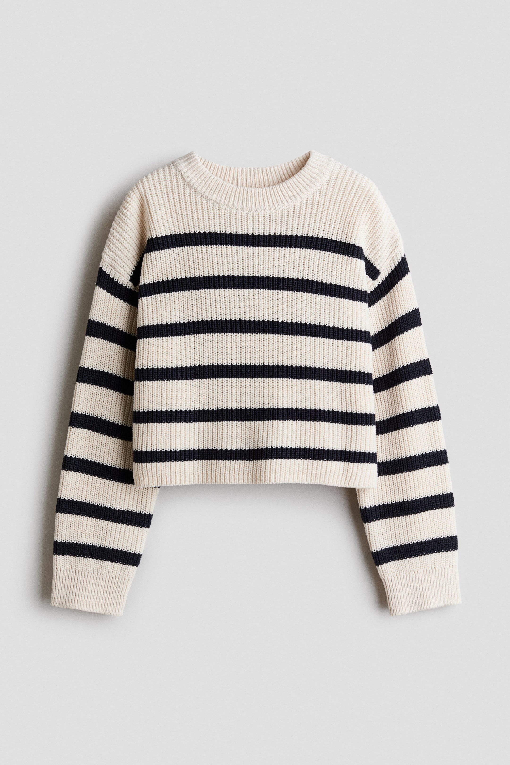 Zobrazit větší obrázek: Svetr z bavlněné směsi - Světle béžová/proužky - DĚTI | H&M CZ 1