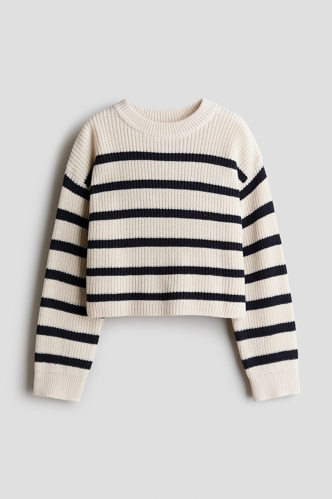 Pullover aus Baumwollmix - Hellbeige/Gestreift/Marineblau/Hellblau/Gestreift - 1