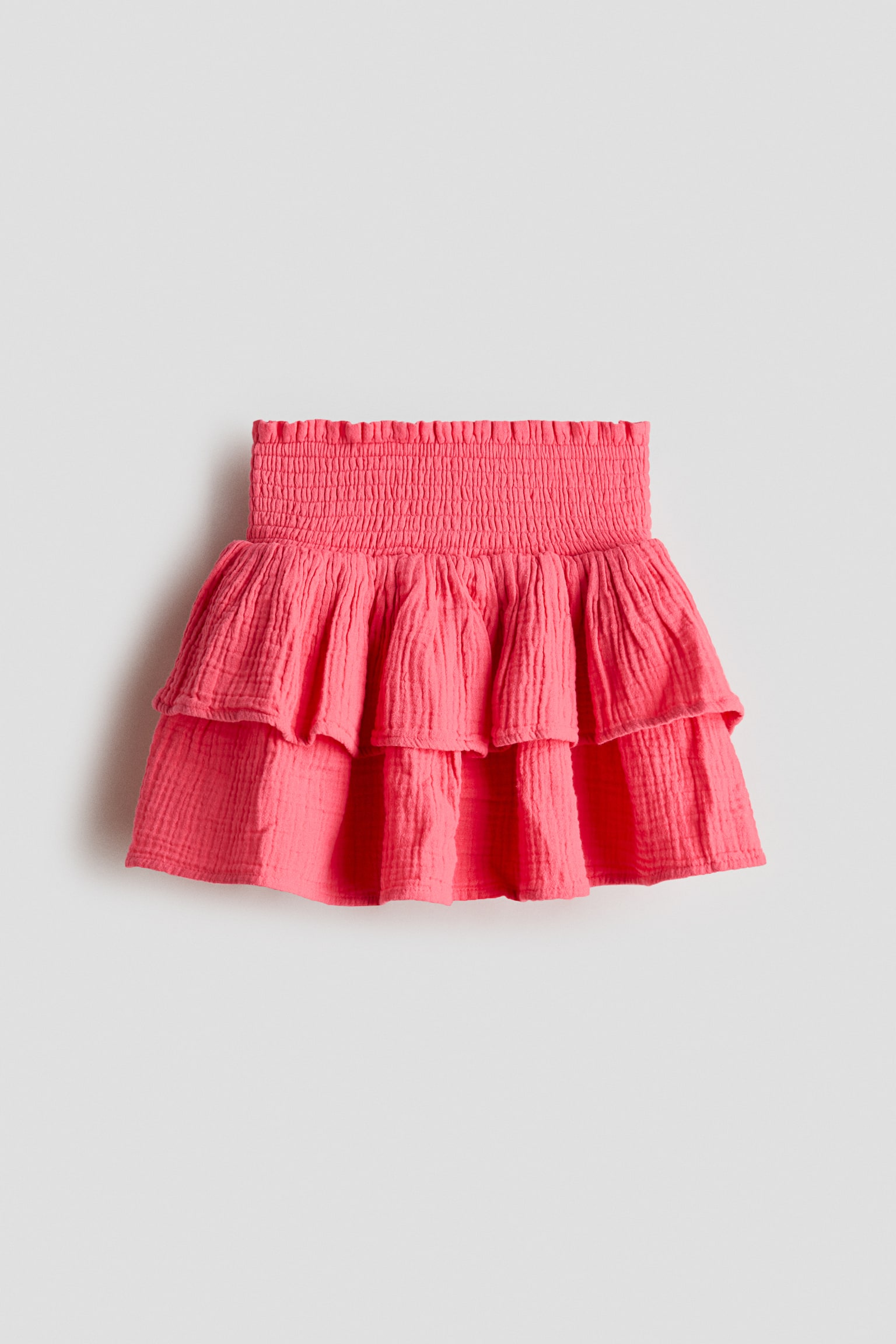 Tiered muslin skirt - Hot pink/White/Dusty pink