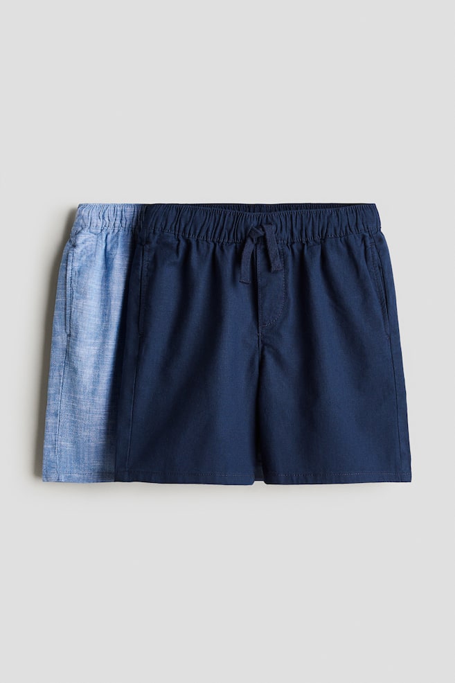 2-pack linen-blend shorts - Navy blue/Blue marl - 1