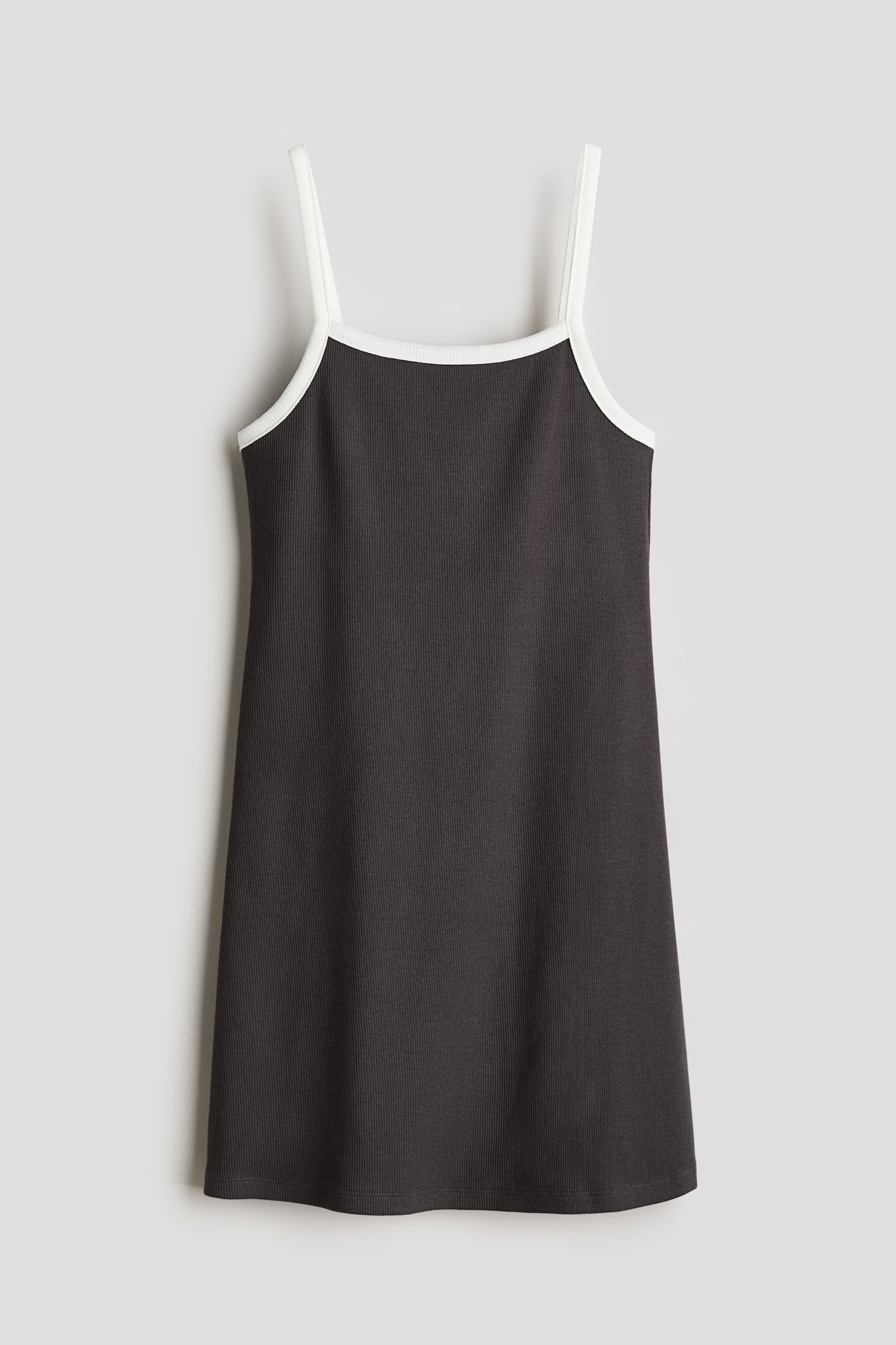 Cotton jersey strappy dress - Dark grey/White/Spotted/Dark red - 1