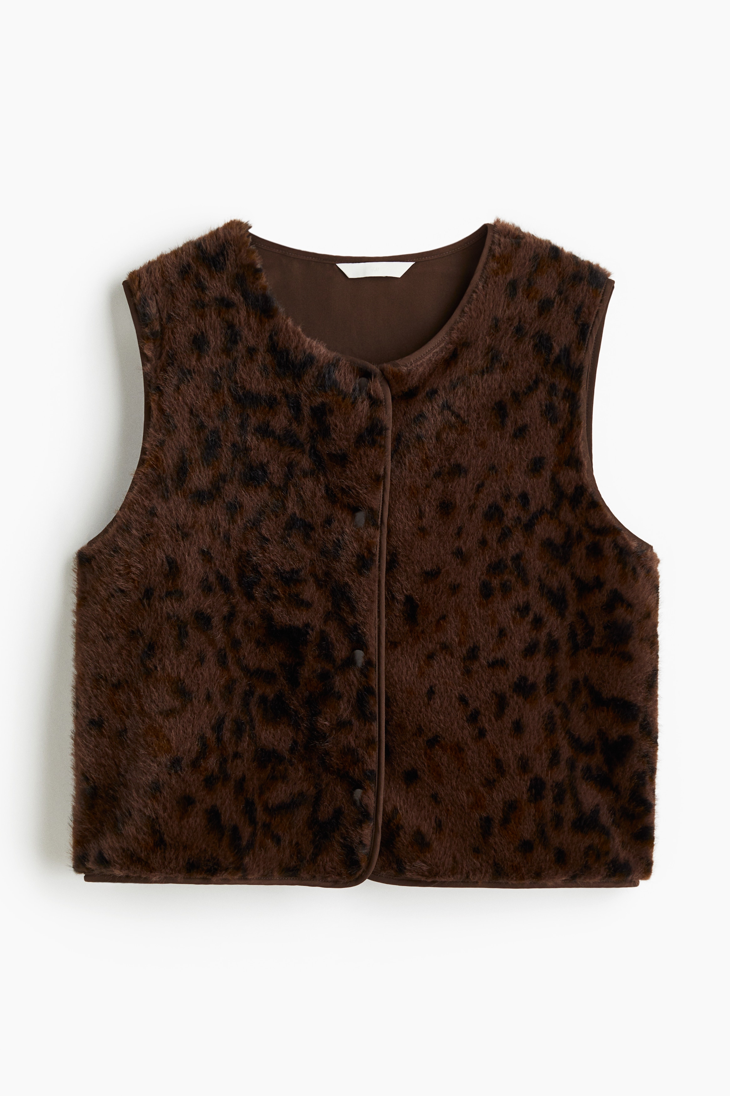 Čupavi prsluk - Tamnosmeđa/leopard dezen/Smeđa