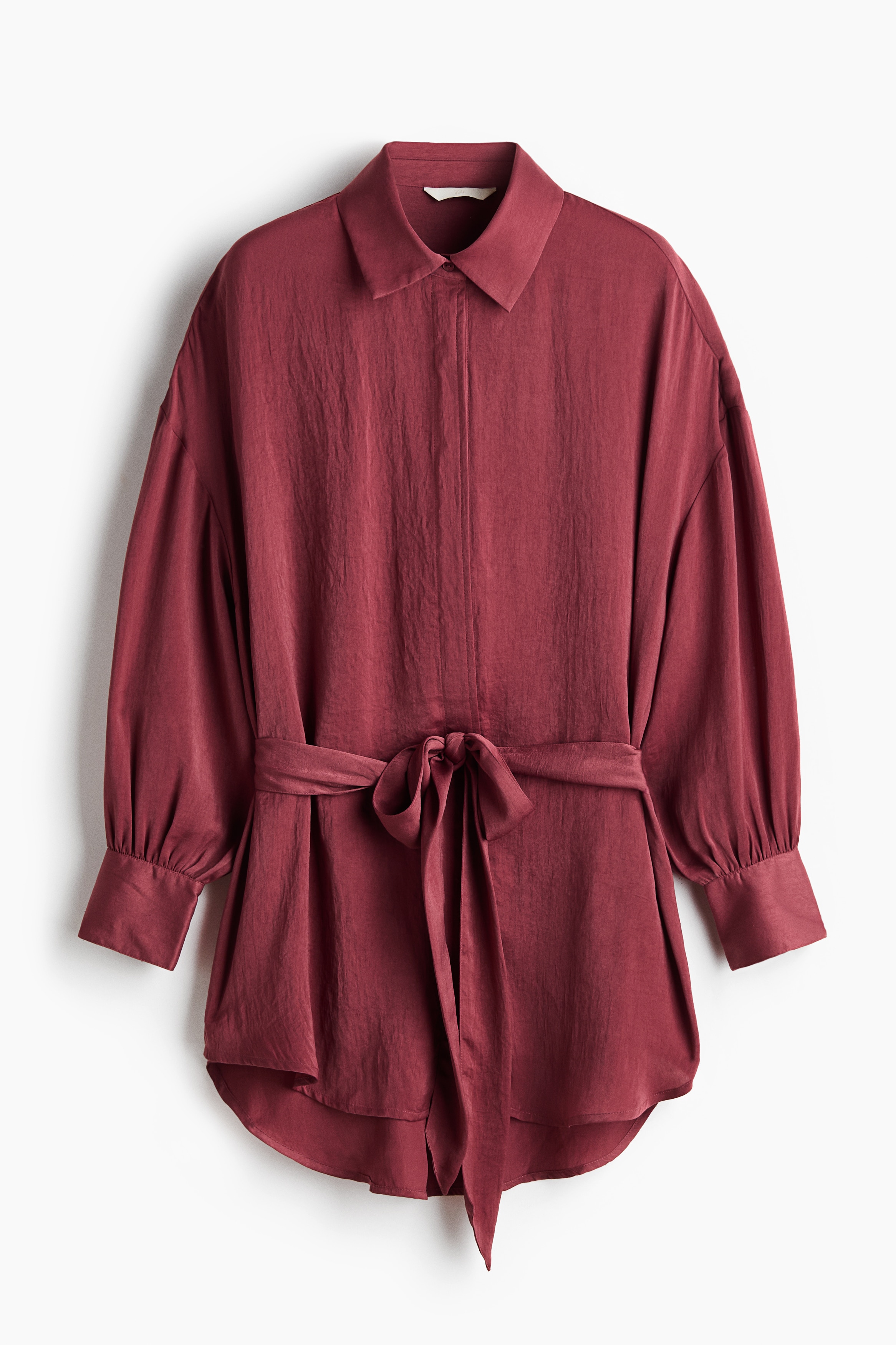 Belted shirt - Rust red/Dark khaki green