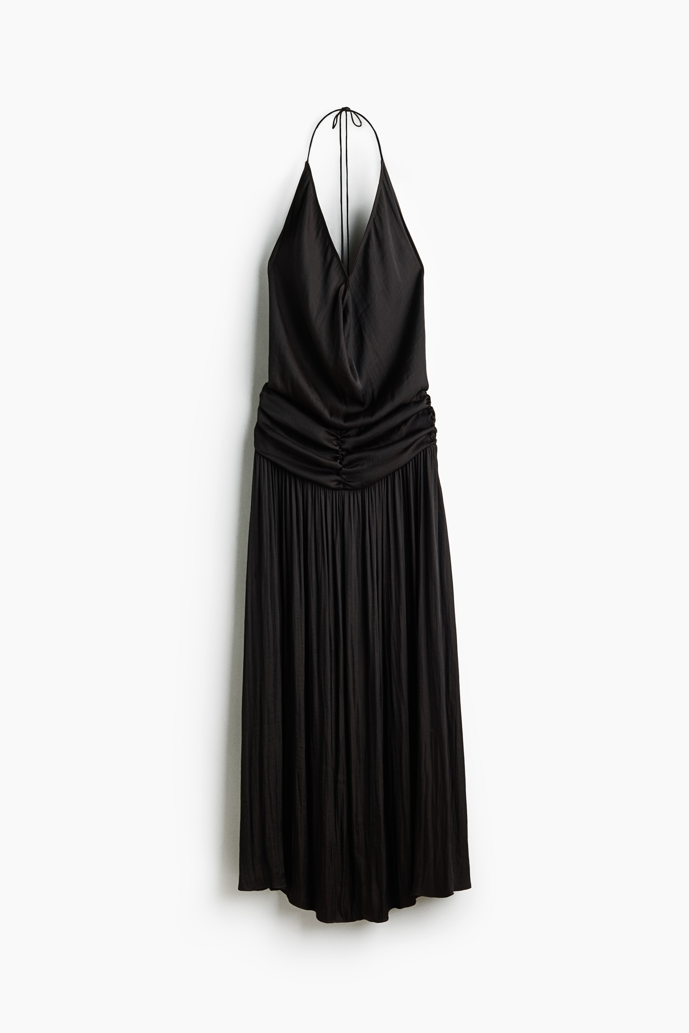 Neckholder-Kleid mit Wasserfallausschnitt - Dunkelbraun