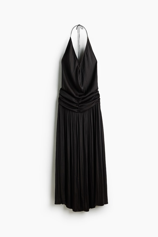 Neckholder-Kleid mit Wasserfallausschnitt - Dunkelbraun - 1
