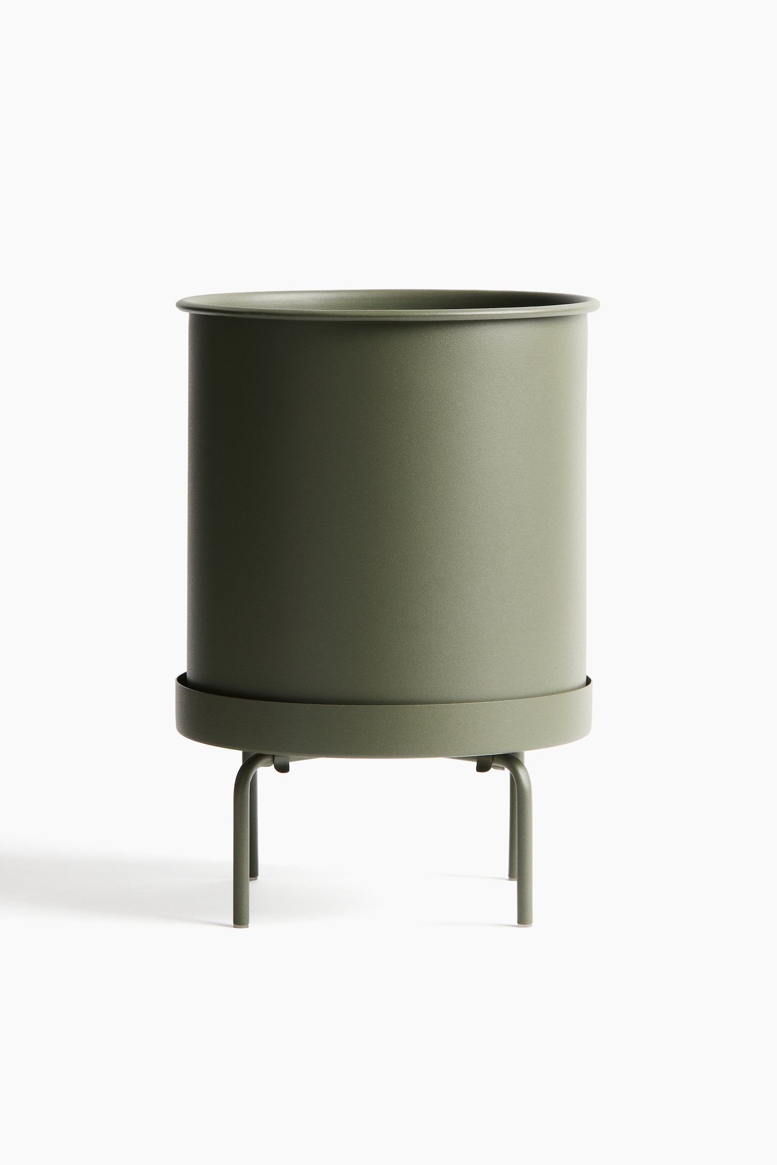 Large plant pot on a stand - Olive green/Light beige/Black - 4