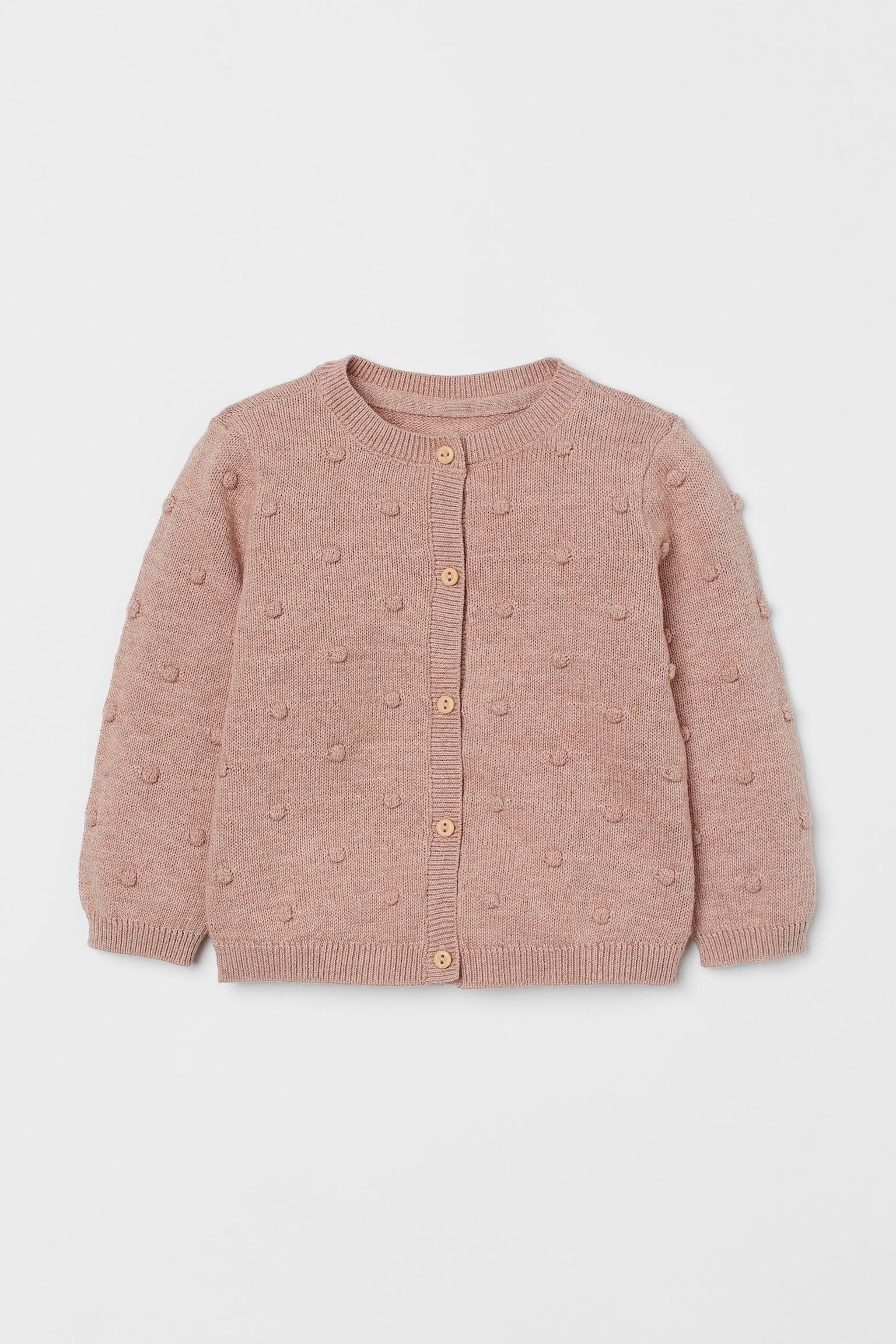 Textured-knit cardigan - Powder pink - 1
