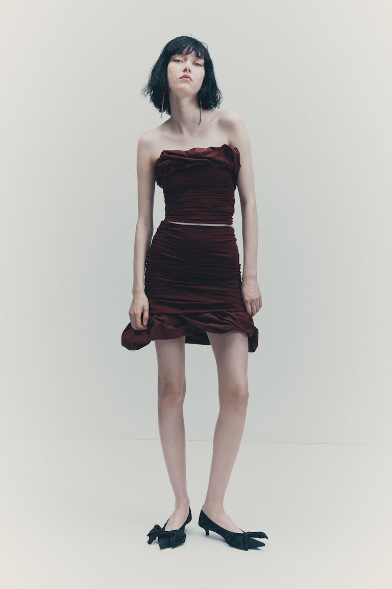 Women's Burgundy Draped Skirt | H&M US Women's Burgundy Draped Skirt | H&M US
