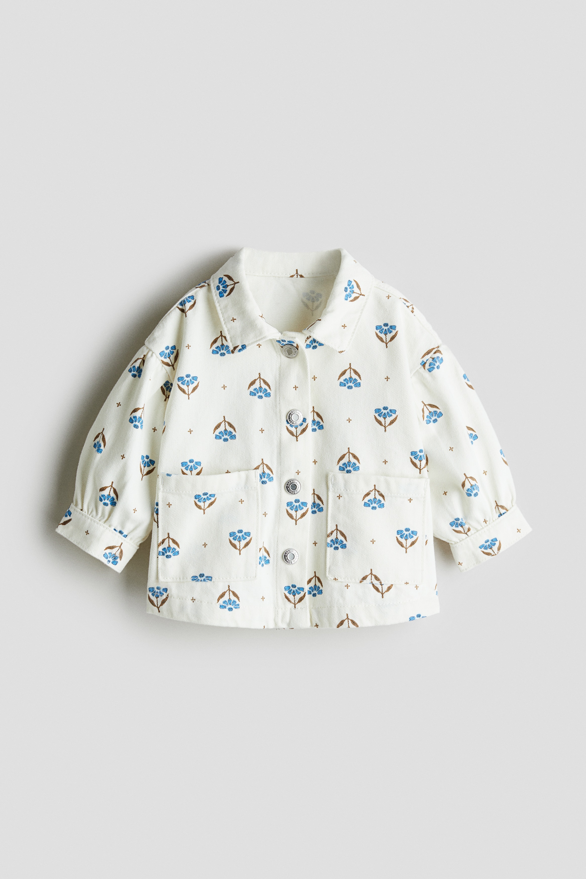 Jakke i bomuldsdenim - Hvid/Blomstret/Denimblå/Stribet