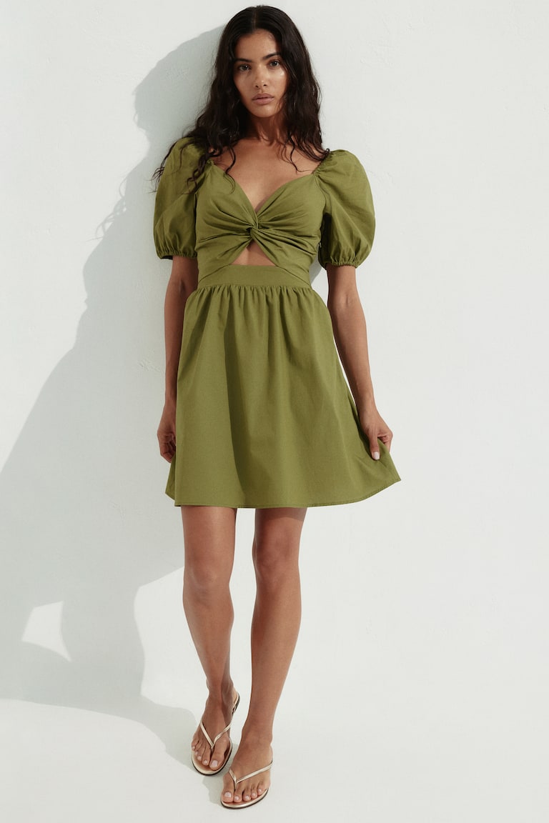 Women's Olive green Twist-Detail Dress | H&M US