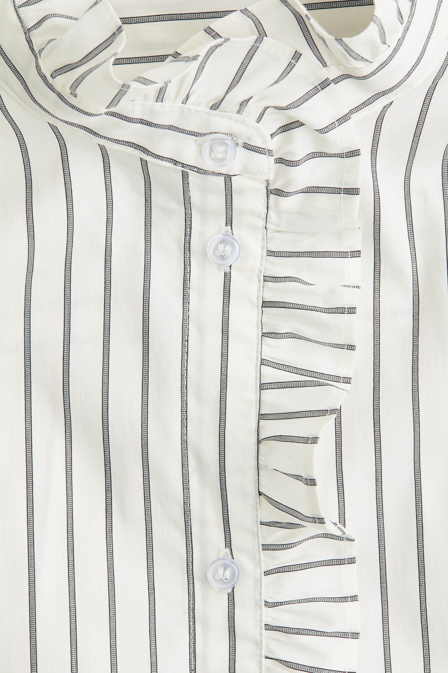 Ruffle-Trimmed Blouse - White/striped - 2